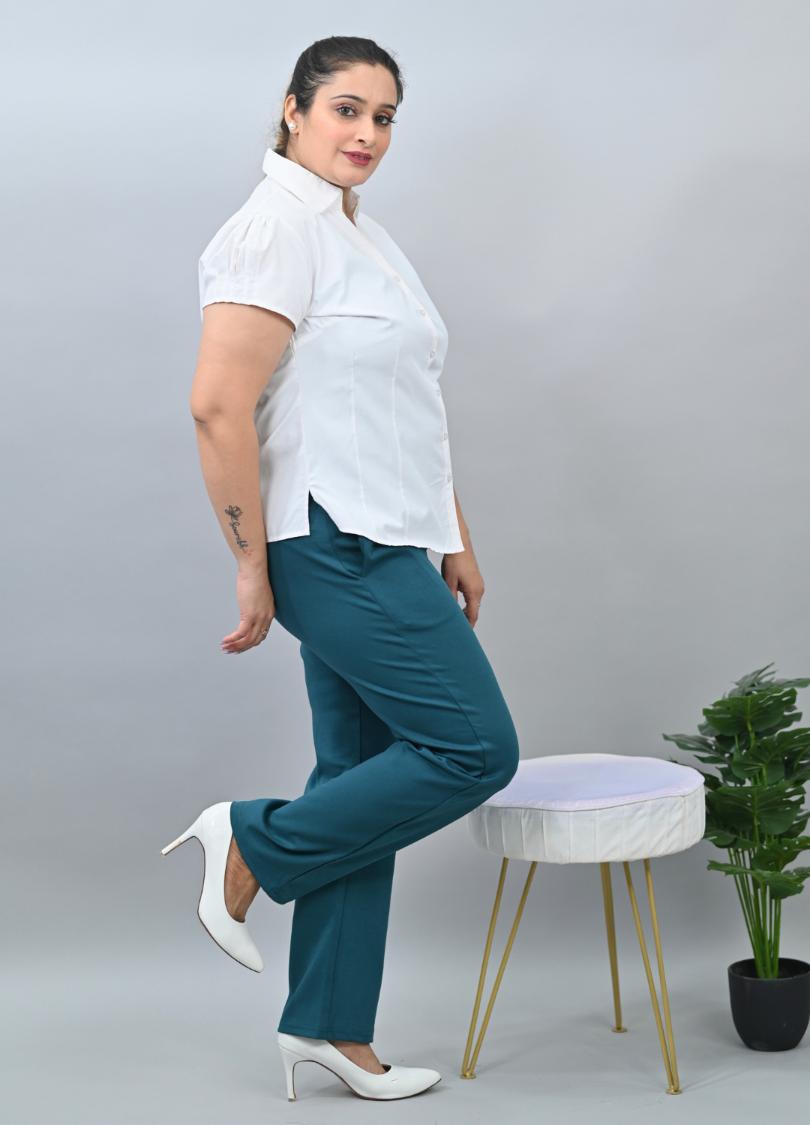 Teal plus size cigarette pencil pants