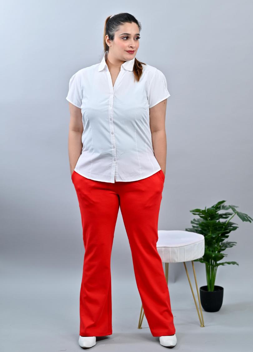 Tomato Red Plus Size Bootcut Flare Pants -Milano plus size bootcut flare pants