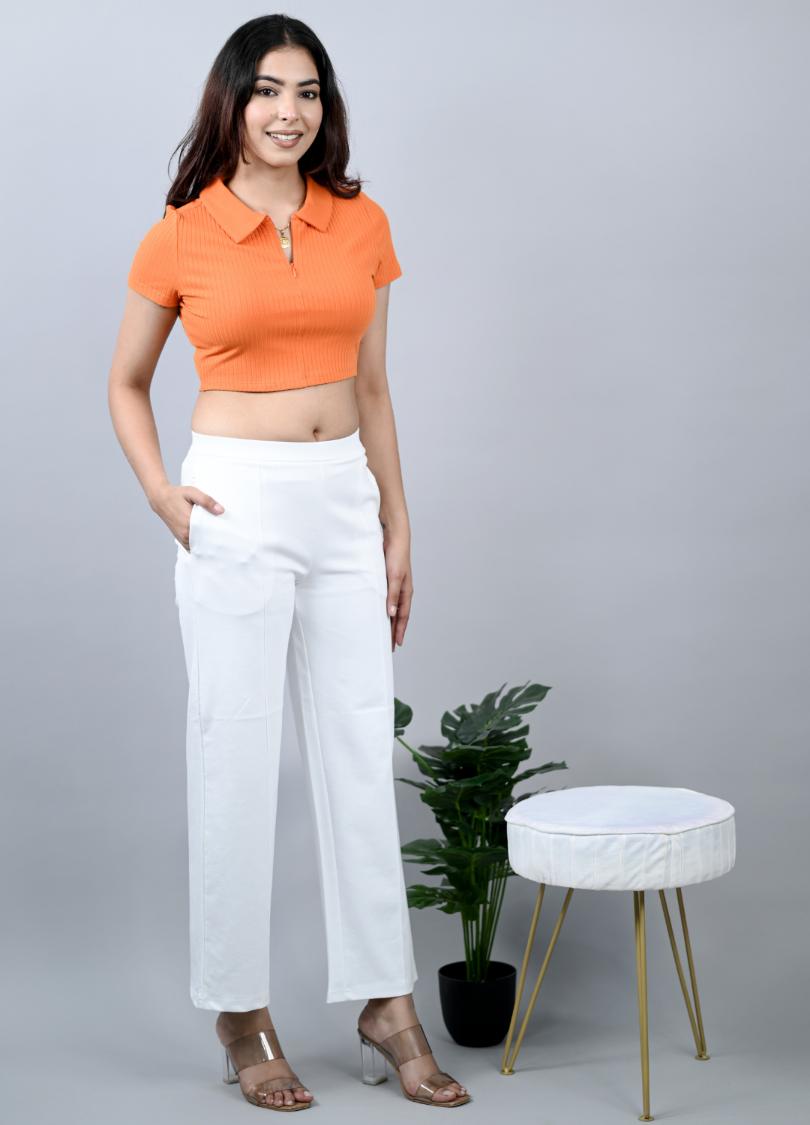 White Extra Flare Fit Pants -Milano extra flare fit pants