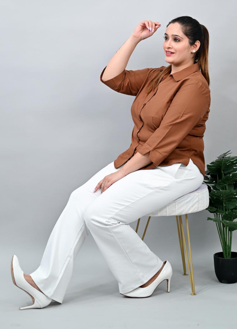 White Plus Size Bootcut Flare Pants -Milano bootcut flare pants