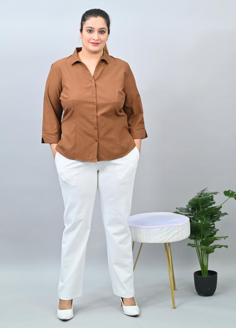 White plus size cigarette pencil pants