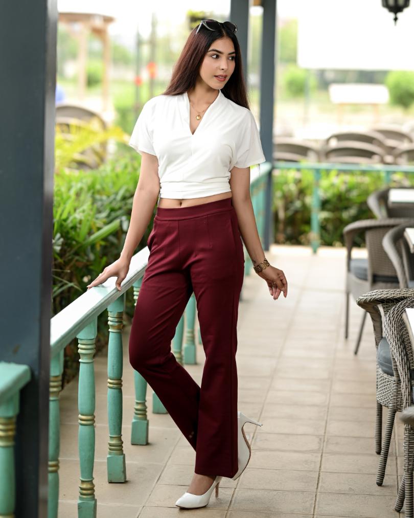 Wine Bootcut Flare Pants -Milano bootcut flare pants