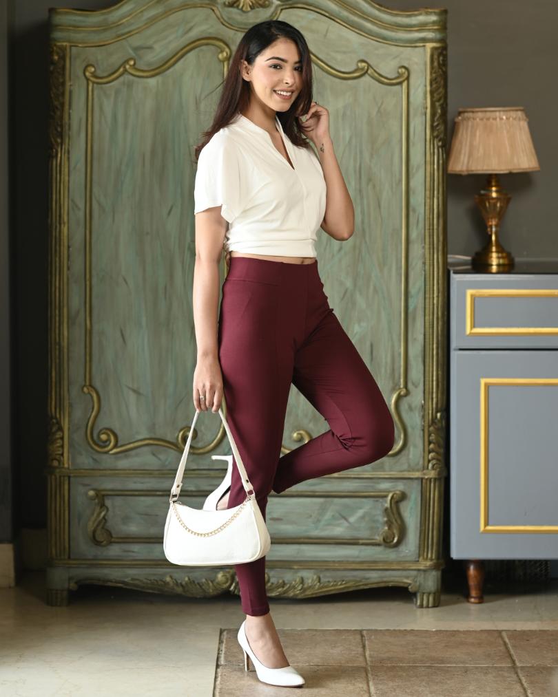Wine Jeggings -Milano jegging pants