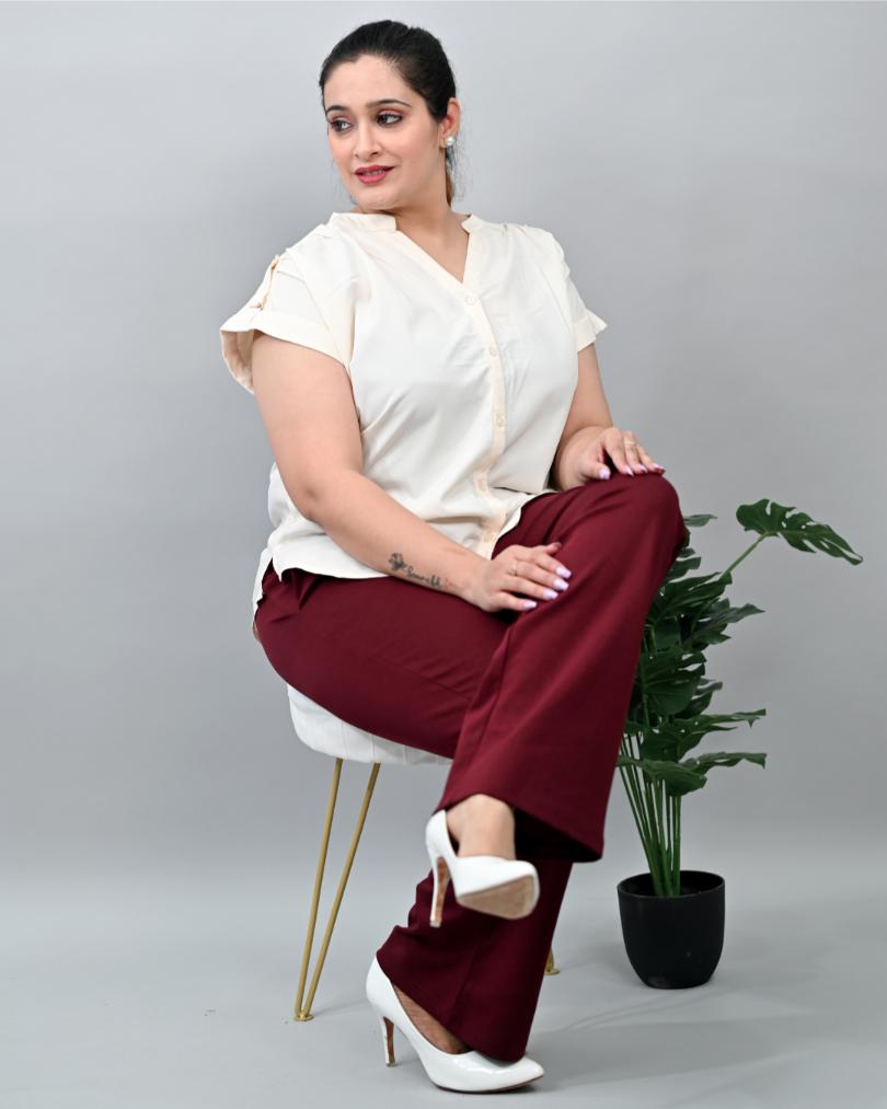 Wine Plus Size Bootcut Flare Pants -Milano plus size bootcut flare pants