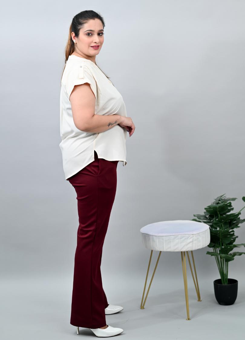 Wine Plus Size Bootcut Flare Pants -Milano plus size bootcut flare pants