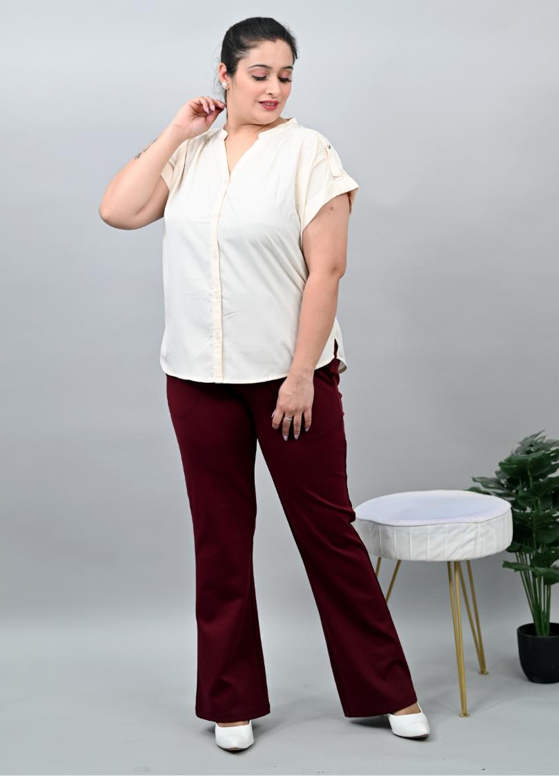 Wine Plus Size Bootcut Flare Pants -Milano plus size bootcut flare pants