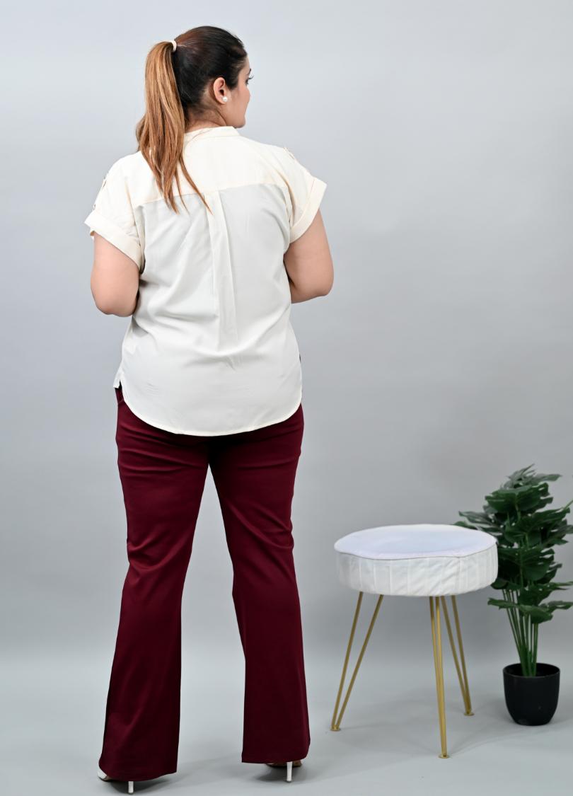 Wine Plus Size Bootcut Flare Pants -Milano plus size bootcut flare pants