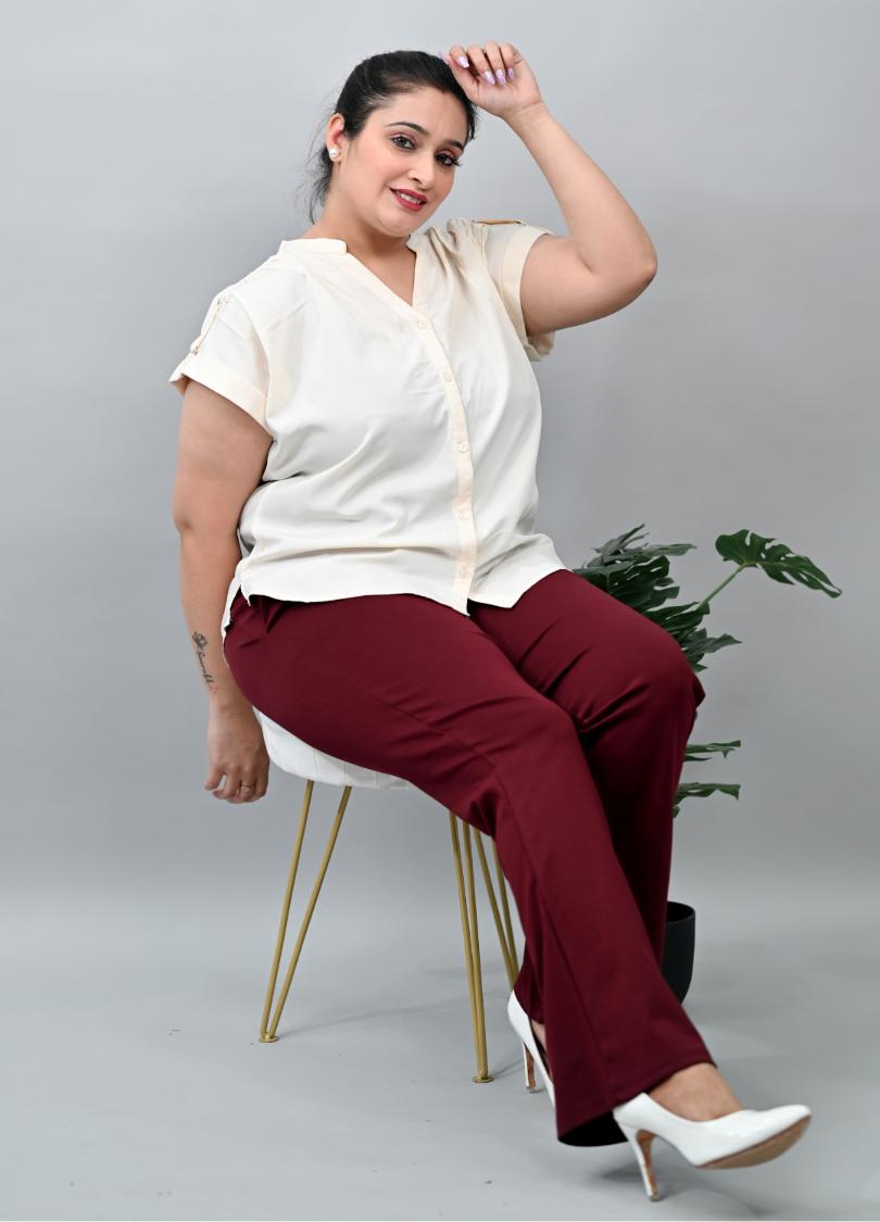 Wine Plus Size Bootcut Flare Pants -Milano plus size bootcut flare pants
