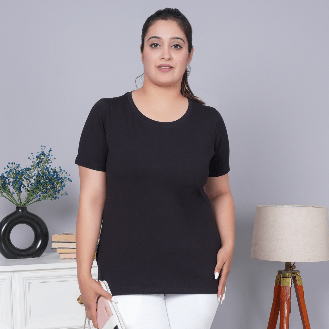 Round neck half sleeve round t shirt instock - Mlada