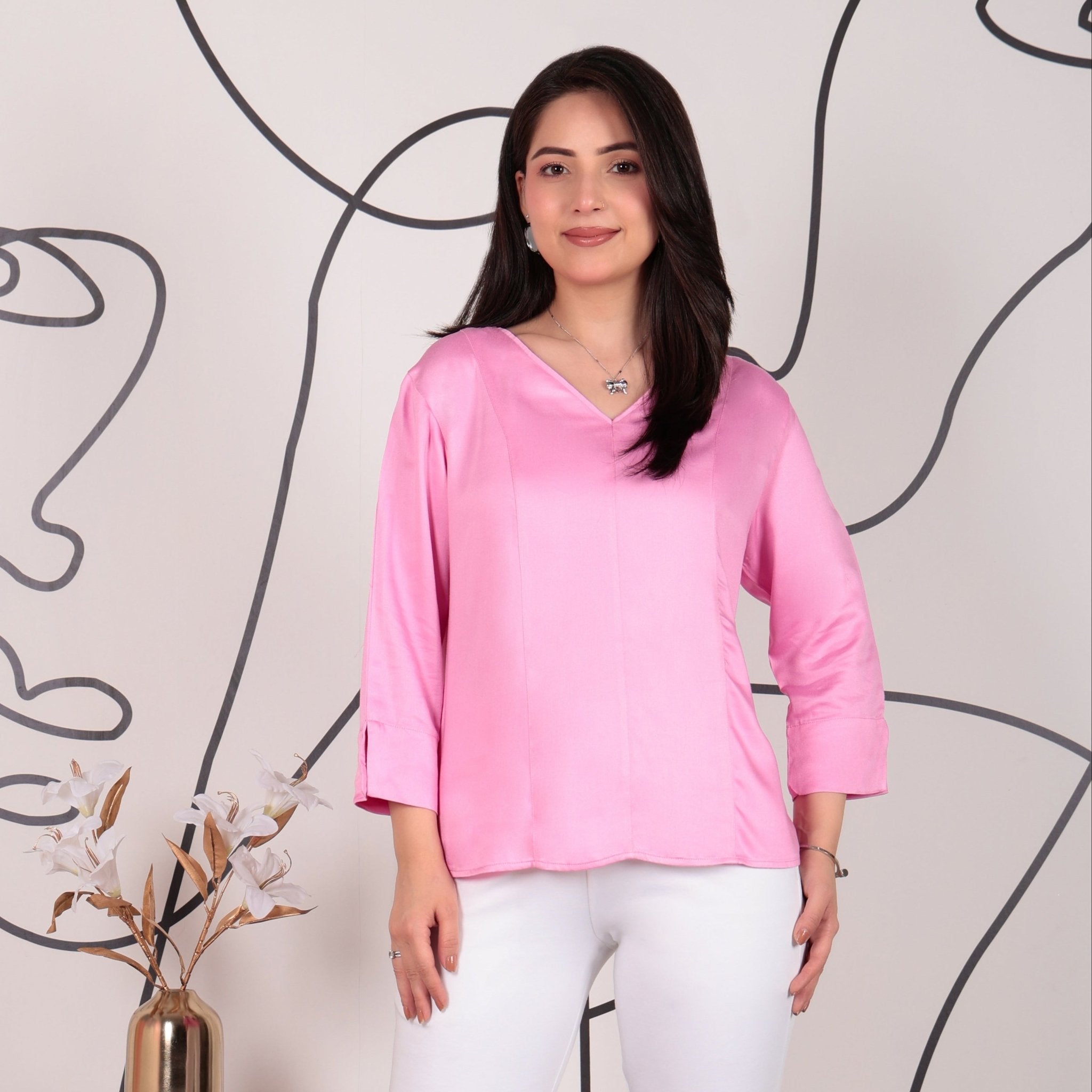 V neck satin top - Mlada