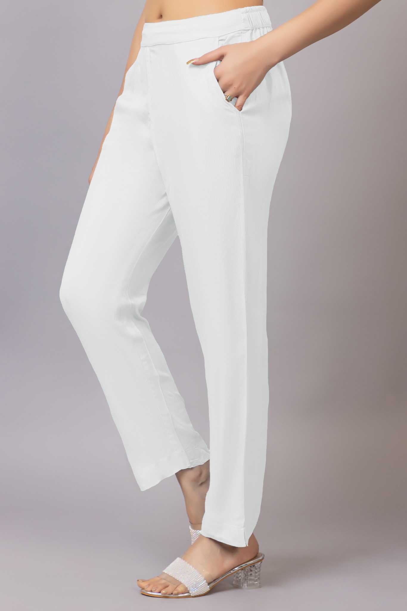 White rayon pant [ 100% Rayon, Liva Certified ]