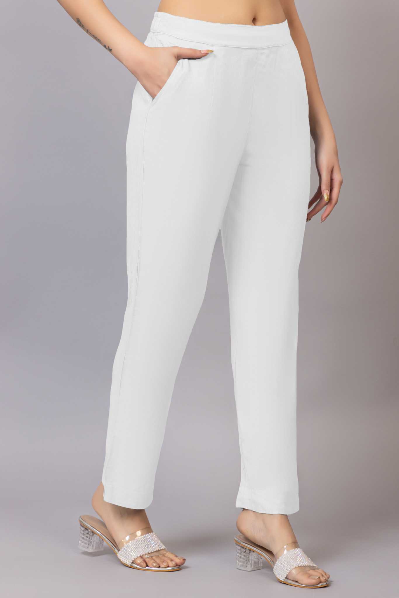 White rayon pant [ 100% Rayon, Liva Certified ]