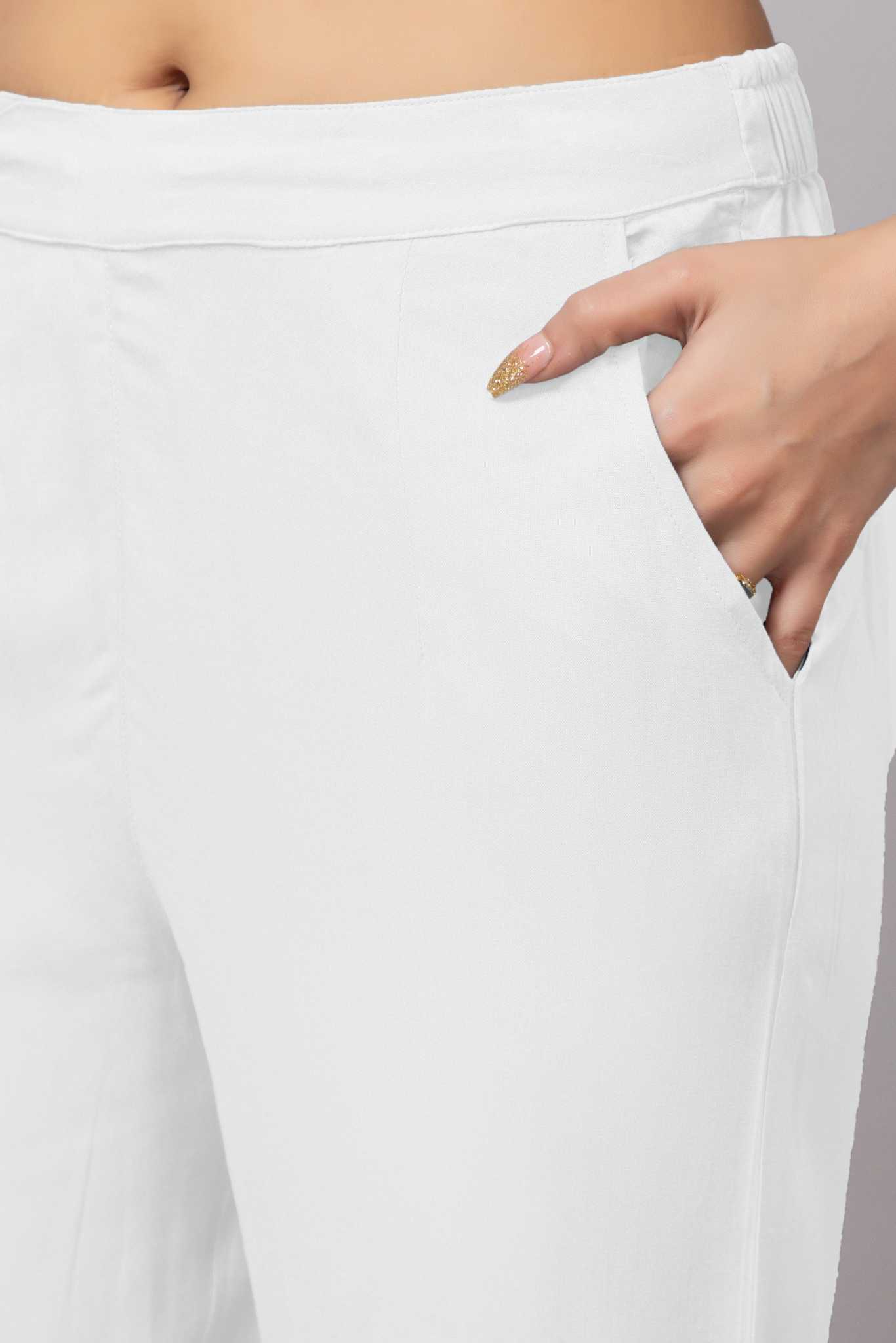 White rayon pant [ 100% Rayon, Liva Certified ]