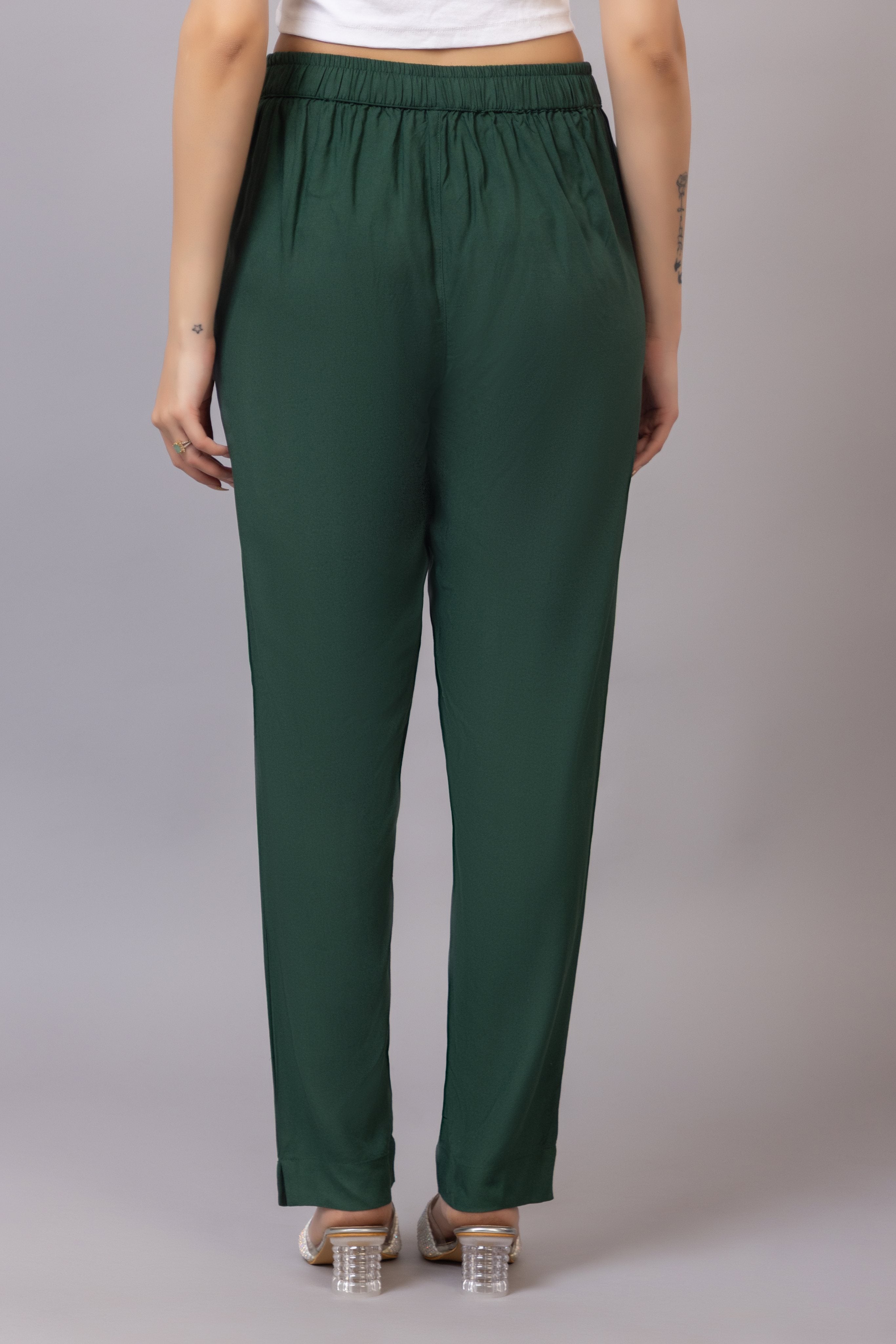 Bottle green rayon pant [ 100% Rayon, Liva Certified ]
