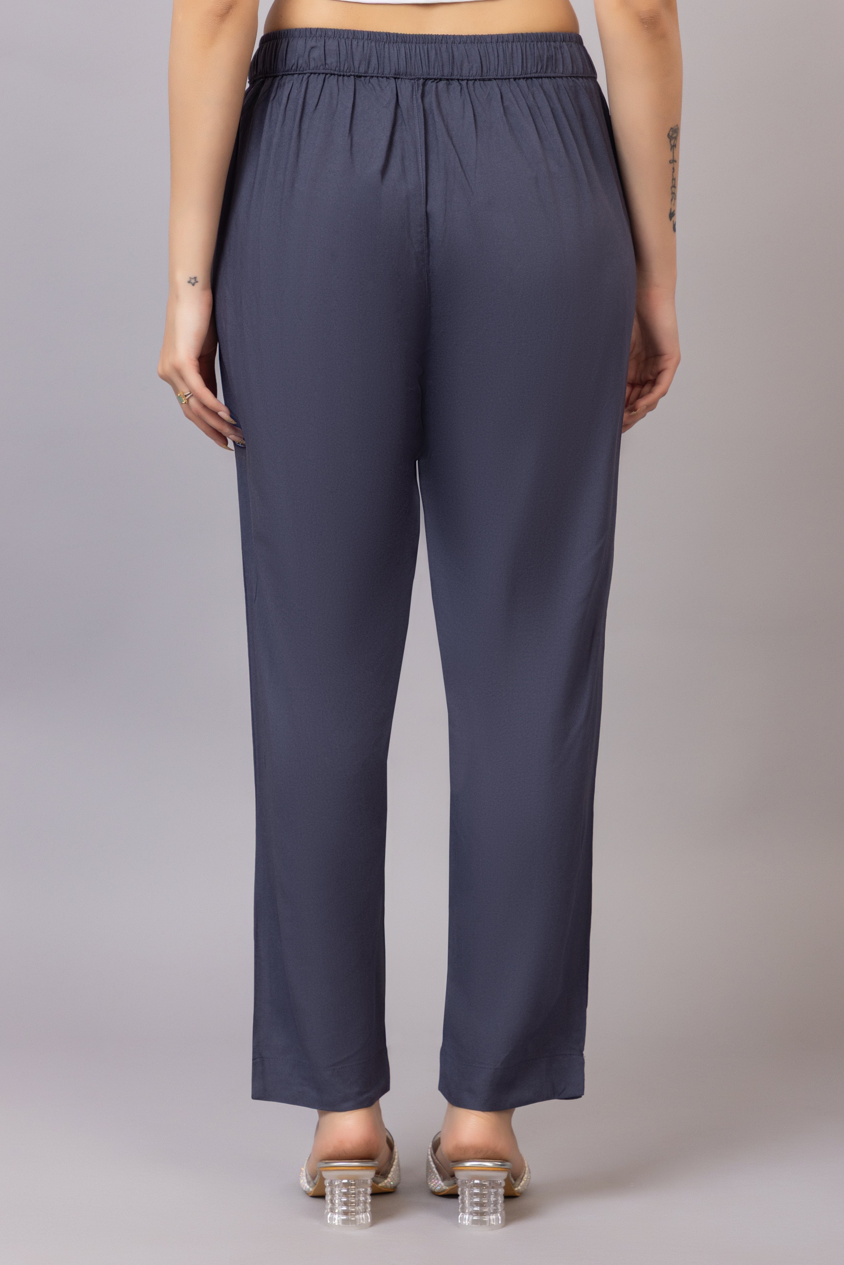 Dark grey rayon pant [ 100% Rayon, Liva Certified ]