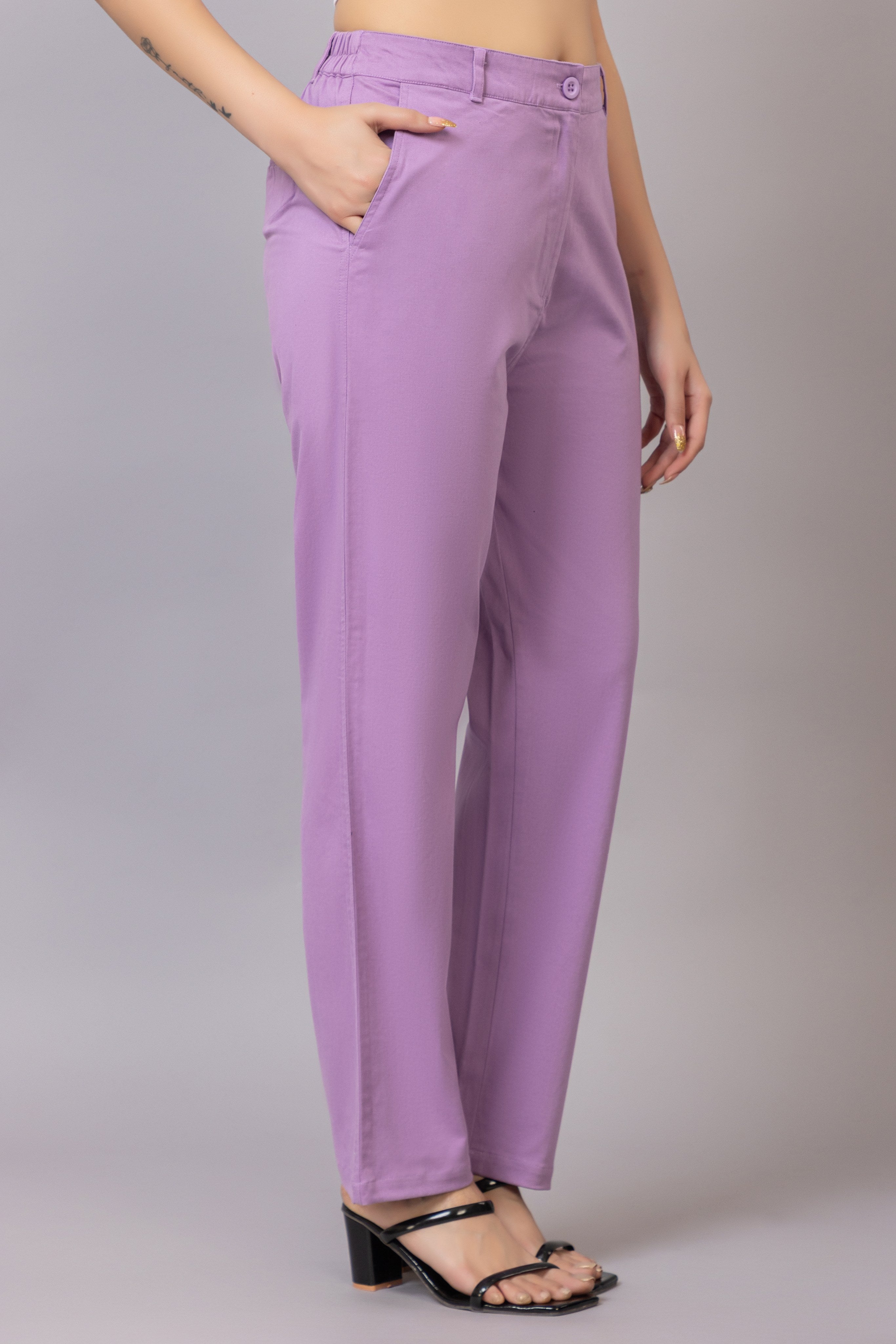 Lavender chinos pants with extra comfort. [100% USA HQ Cotton Lycra]