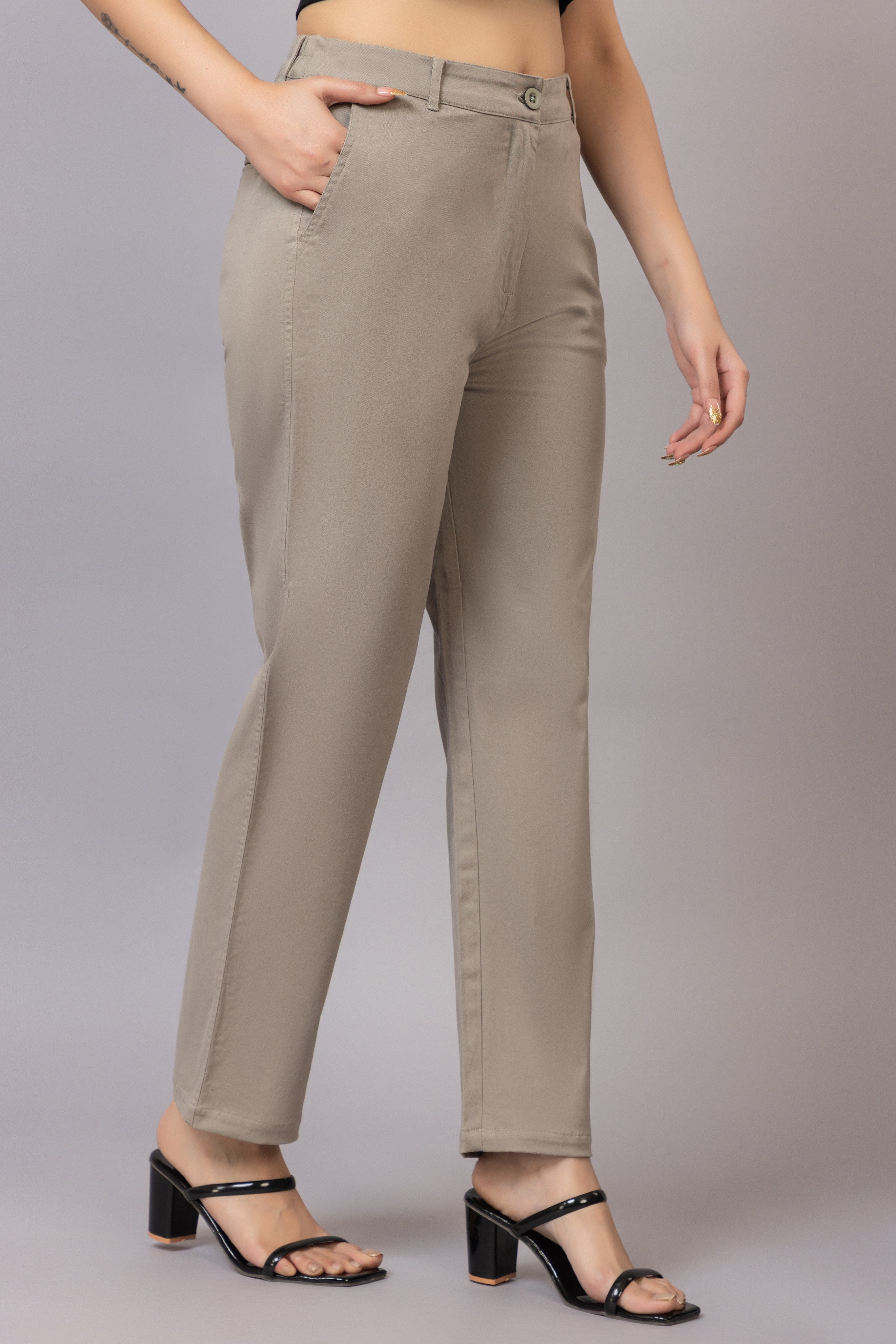 Sage green chinos pants with extra comfort. [100% USA HQ Cotton Lycra]