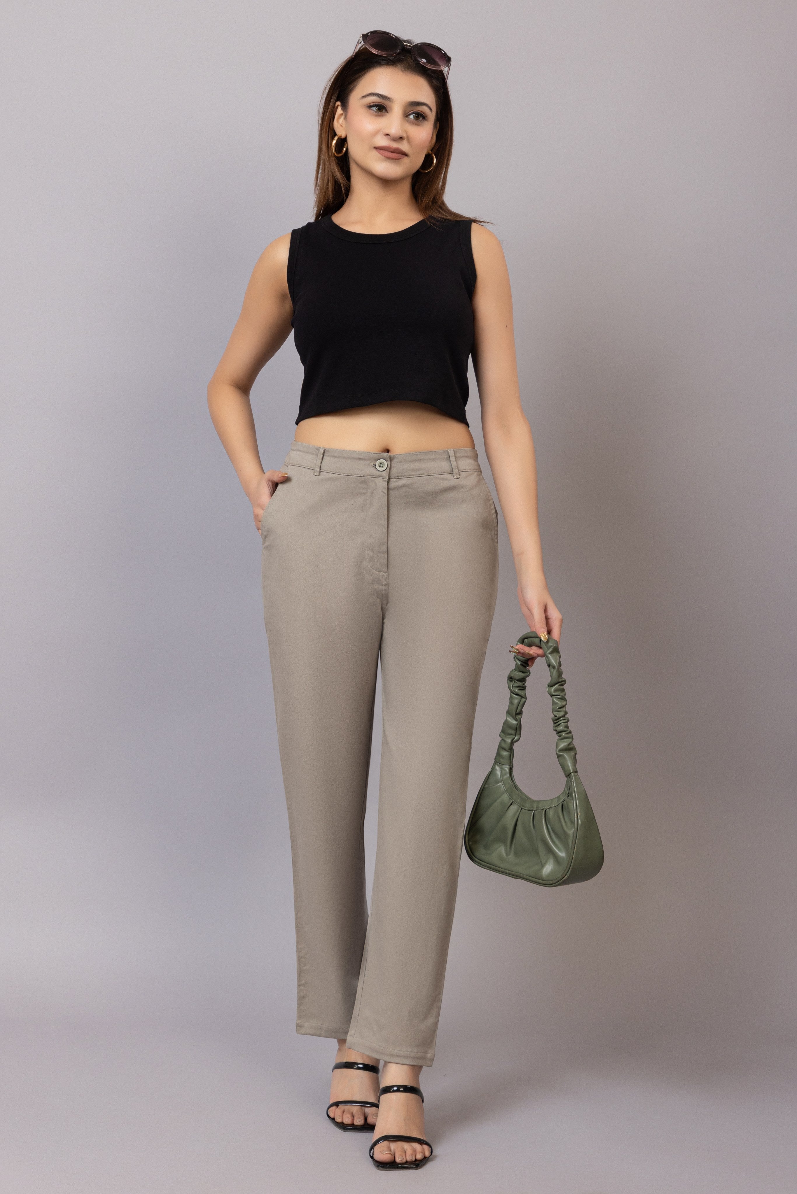 Sage green chinos pants with extra comfort. [100% USA HQ Cotton Lycra]