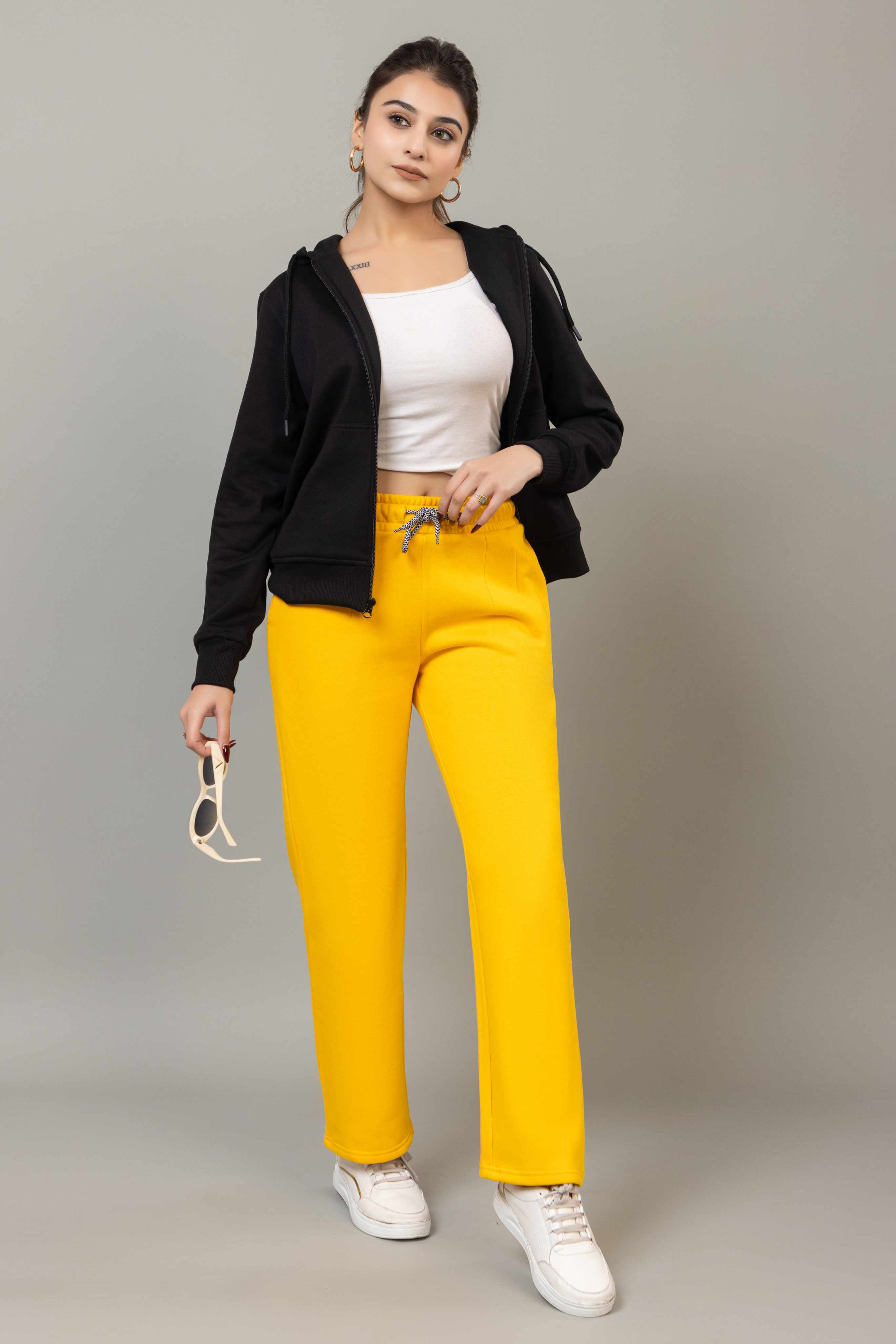 Mustard winter warm straight fit pants