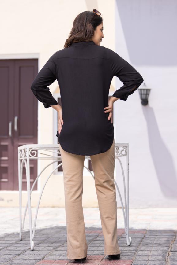Black long hemline shirt [ 100% Rayon, Liva Certified ]