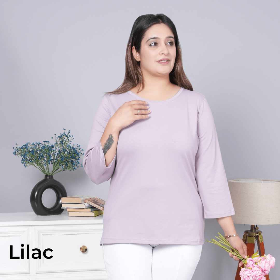 100% round neck cotton lycra 3/4 sleeve t shirt [Pack of 3 at just 1499] - Cotton t shirt