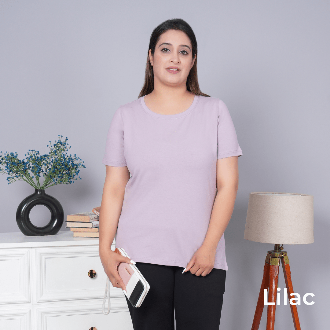 100% Round neck cotton lycra half sleeve t shirt [Pack of 3 at just 1499] - Cotton round neck t-shirt