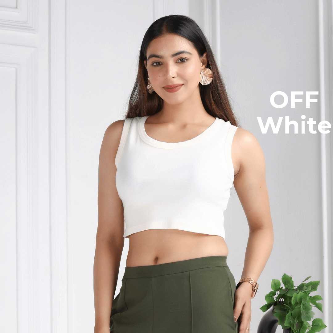 100% USA HQ Cotton, 280 GSM non transparent fabric rib crop vest [Pack of 3 at just 1499] - Rib crop vest