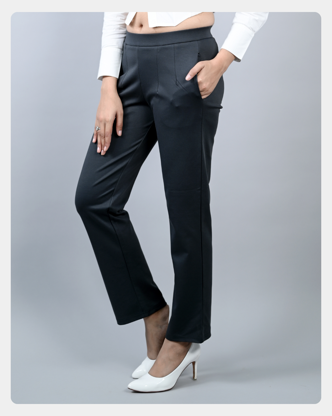 Light pink cigarette pencil pants & trousers for women casual and