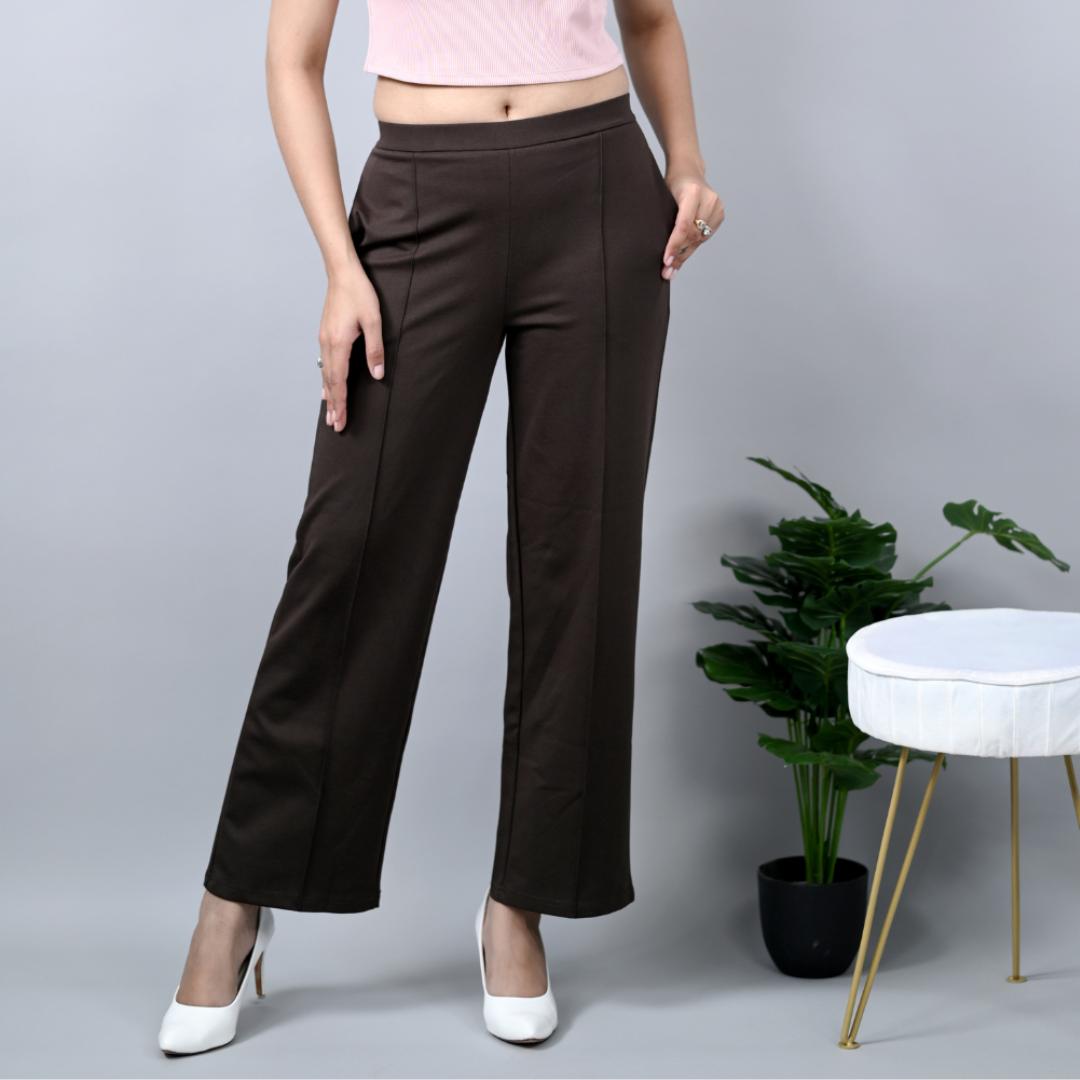 Coffee bean stretchable biowash USA HQ cotton extra flare fit pant with superior elastic belt.