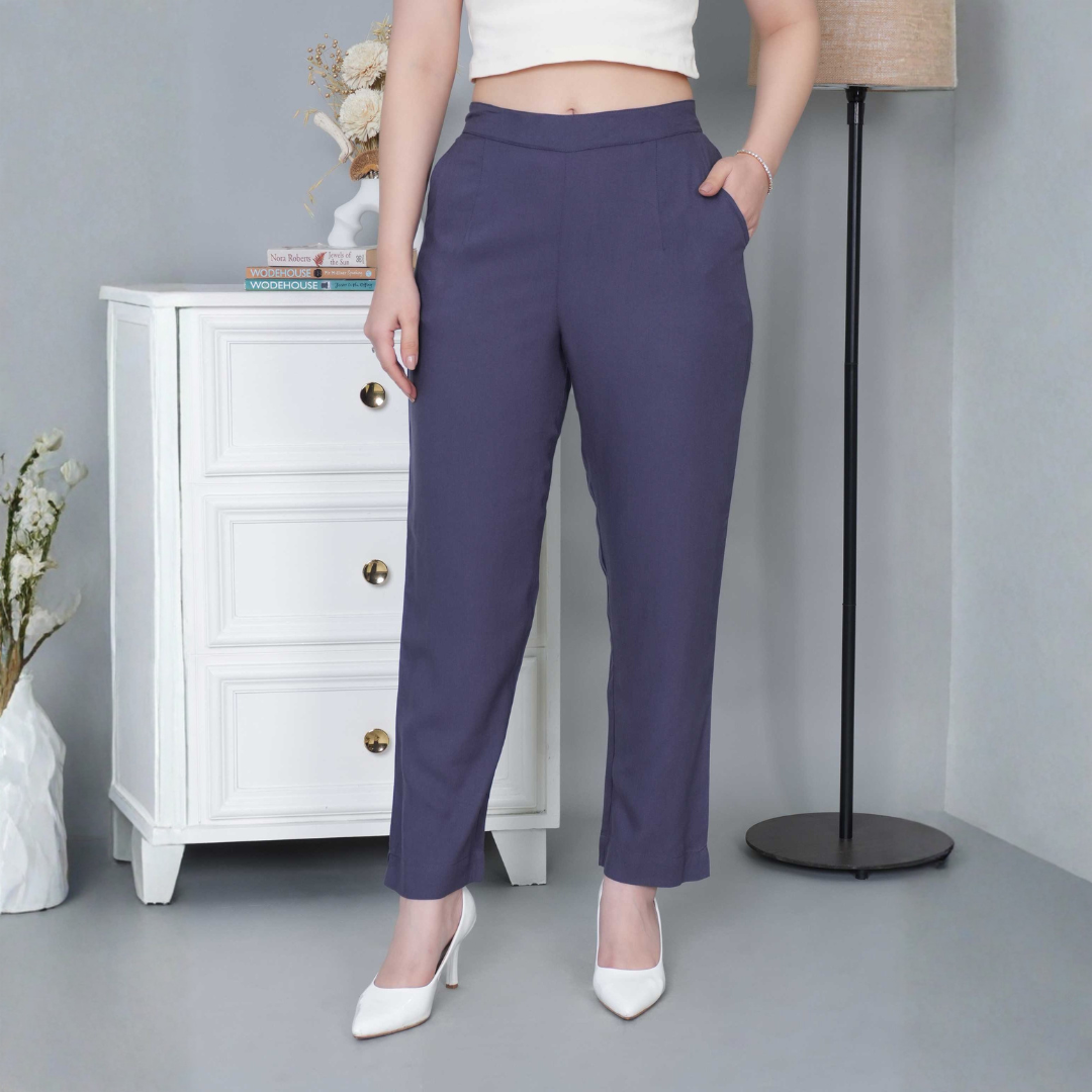 Dark grey rayon pant [ 100% Rayon, Liva Certified ]