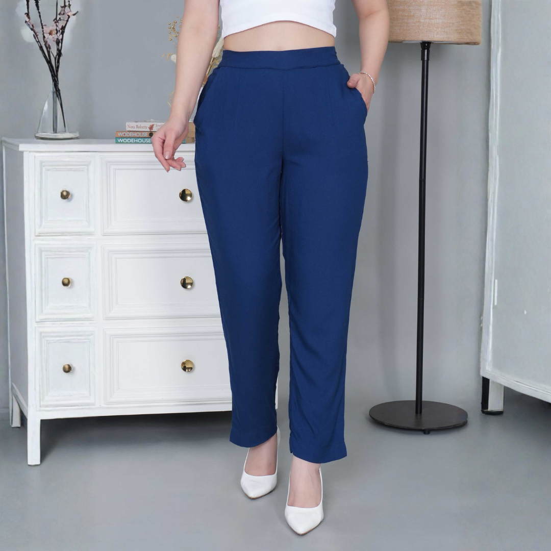 Royal blue rayon pant [ 100% Rayon, Liva Certified ]