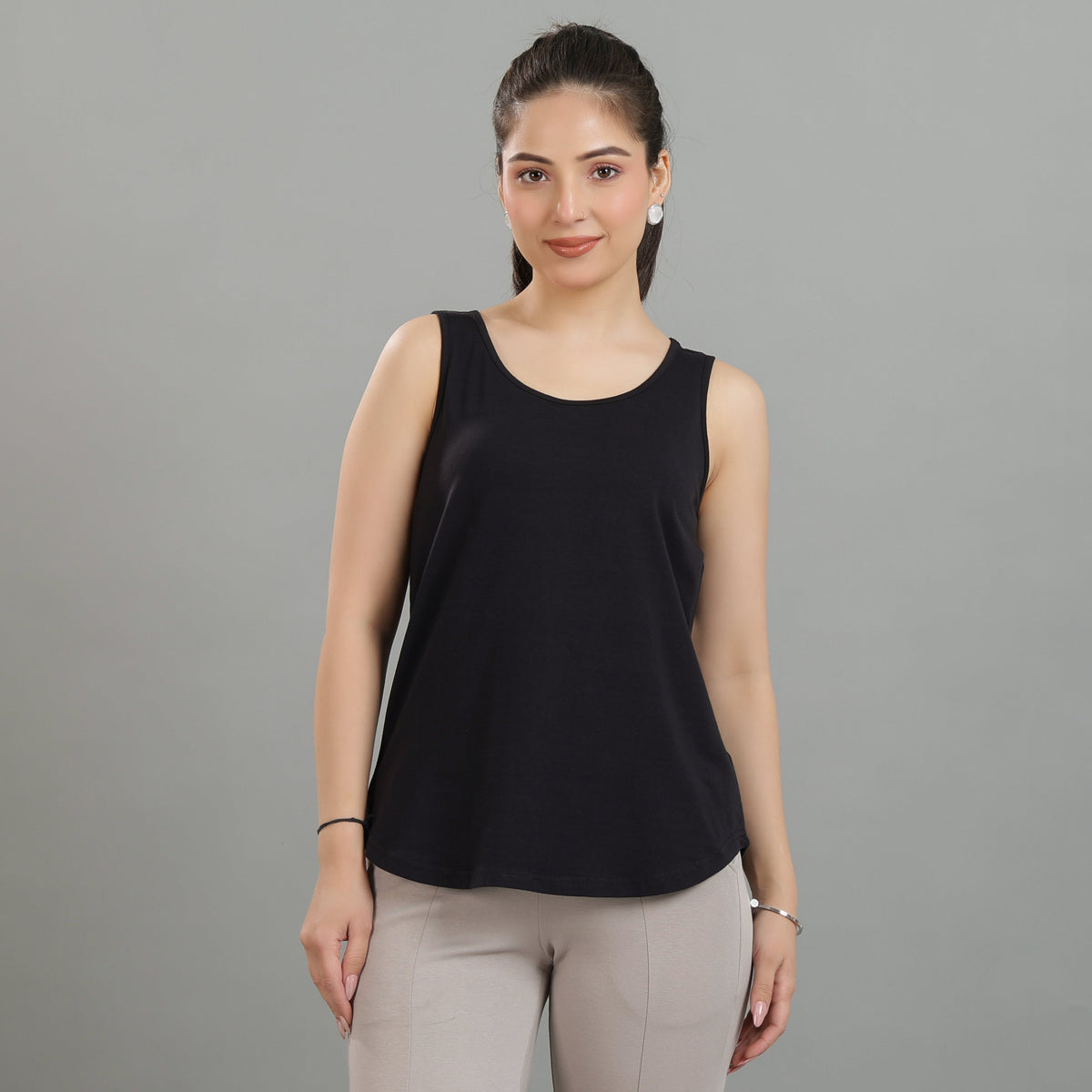 Black Cotton vest [100% Cotton spandex]