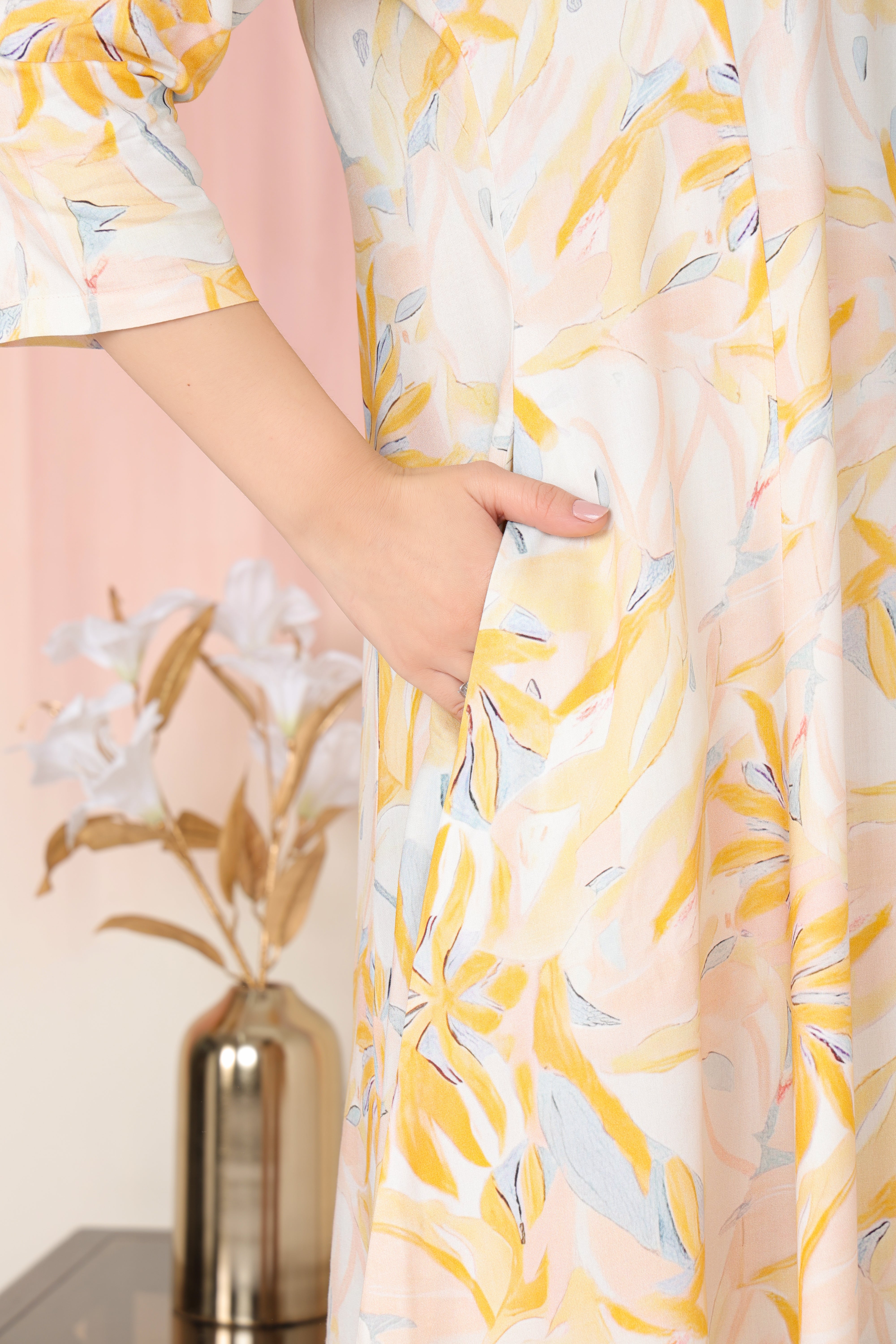 Yellow Floral Bliss Dress [100% pure rayon]