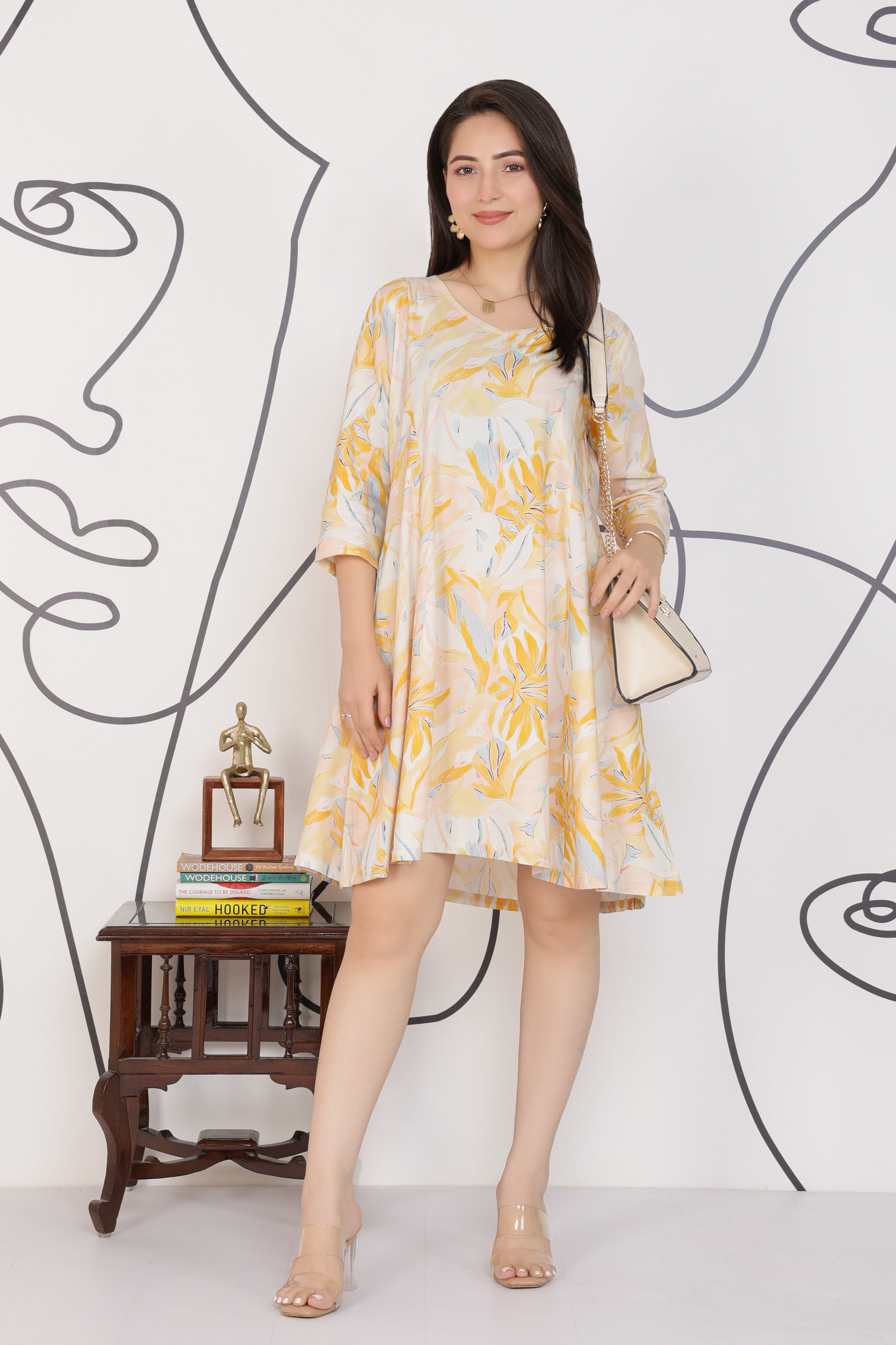 Yellow Floral Bliss Dress [100% pure rayon]