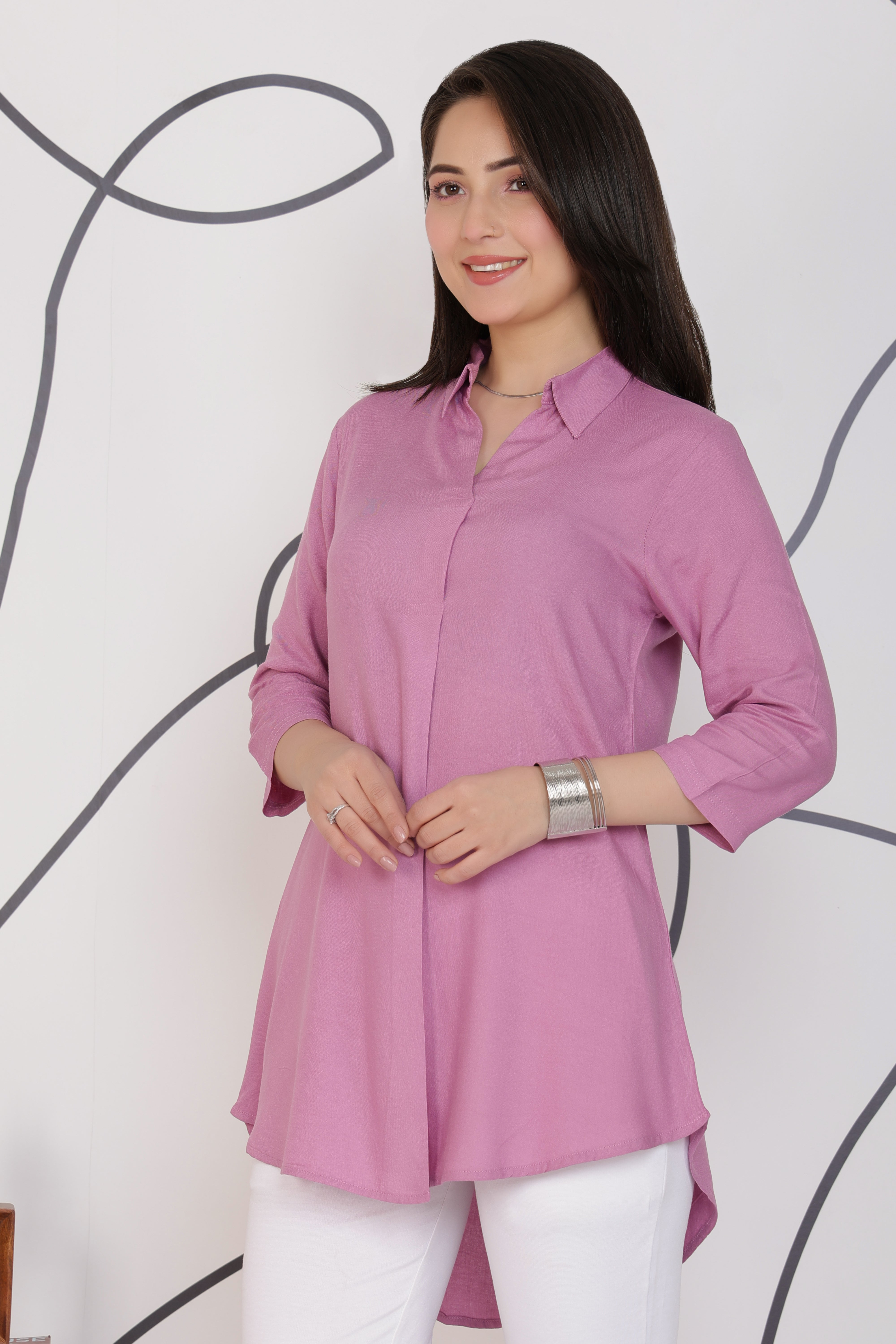 Lavender rayon flare top [ Premium 100% Rayon, Liva Certified ]