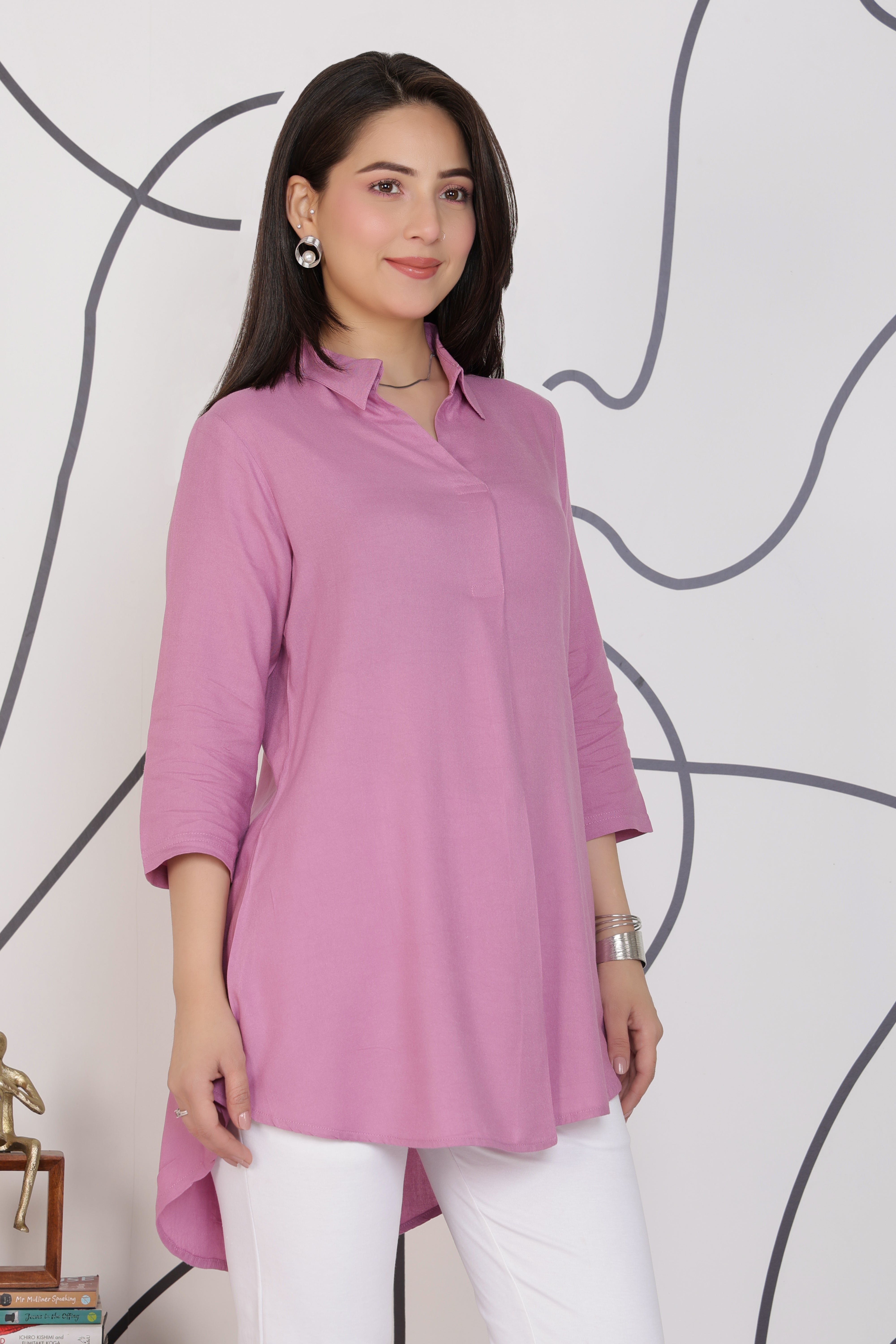 Lavender rayon flare top [ Premium 100% Rayon, Liva Certified ]