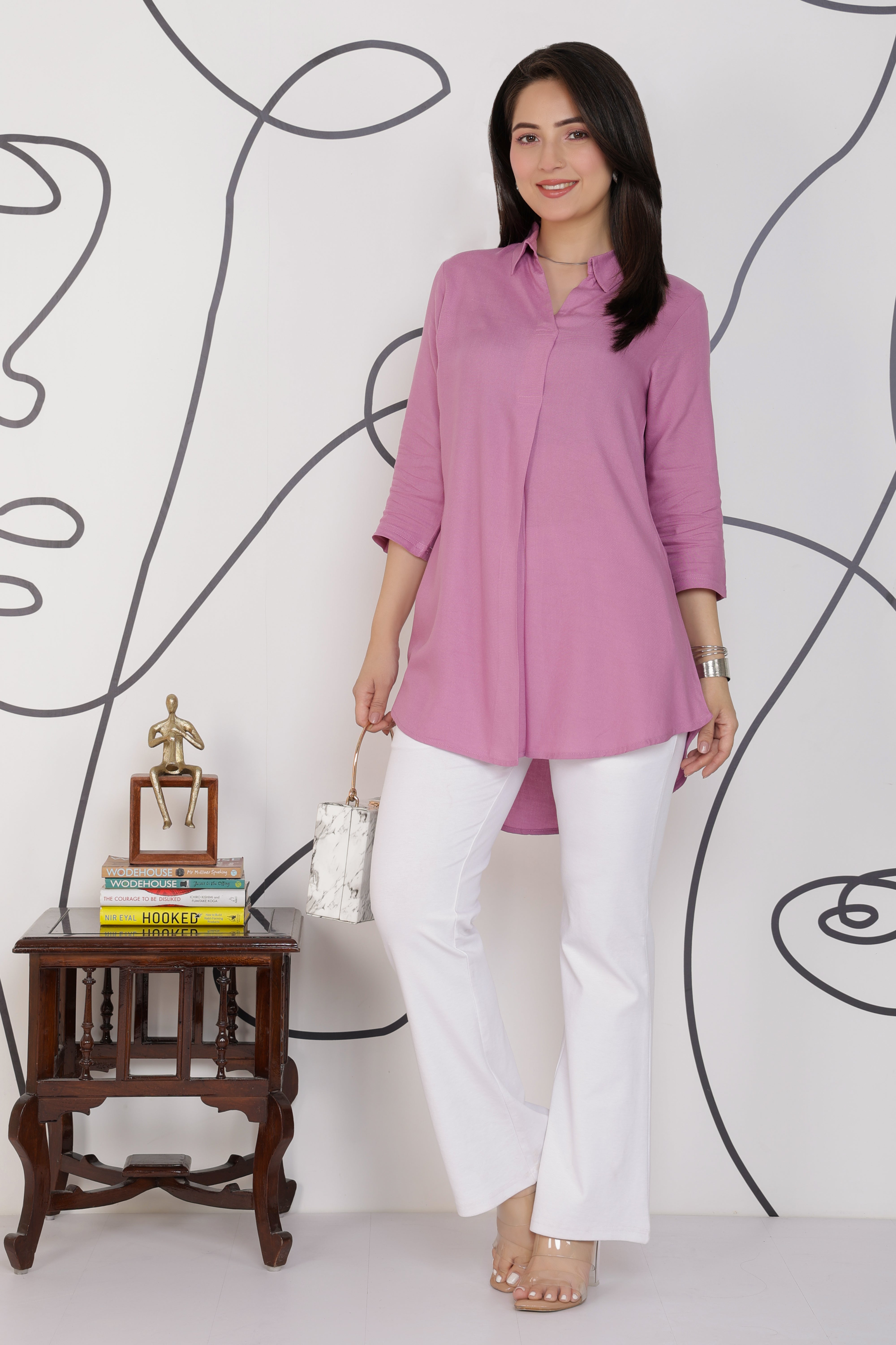Lavender rayon flare top [ Premium 100% Rayon, Liva Certified ]
