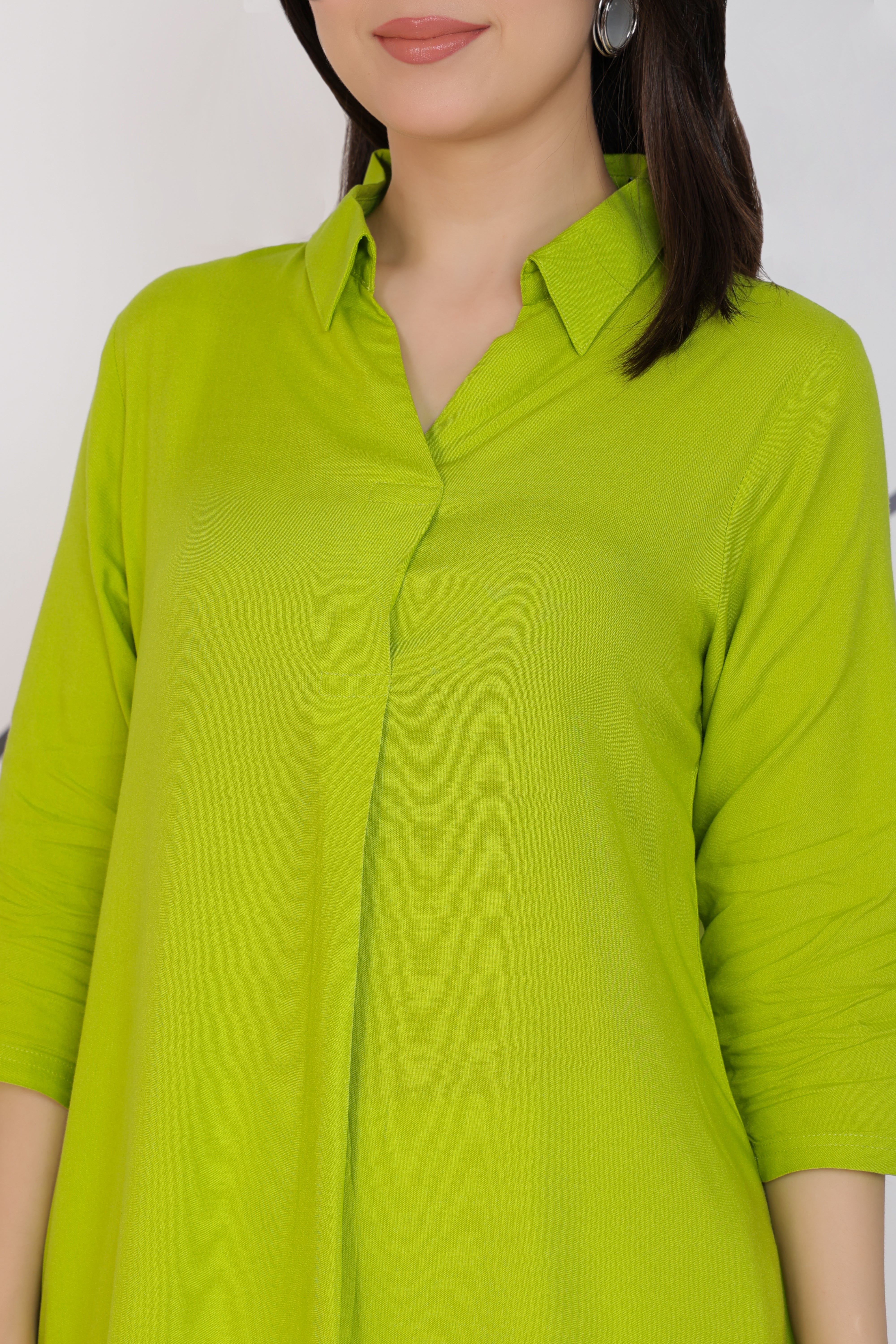 Parrot Green rayon flare top [ Premium 100% Rayon, Liva Certified ]