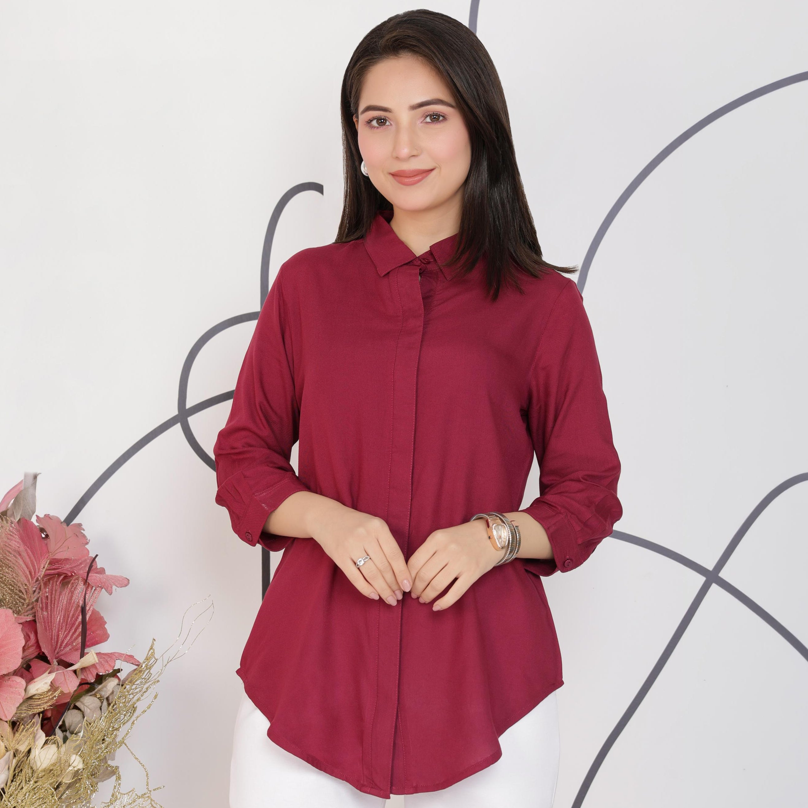 Onion long hemline shirt [ Premium 100% Rayon, Liva Certified ]