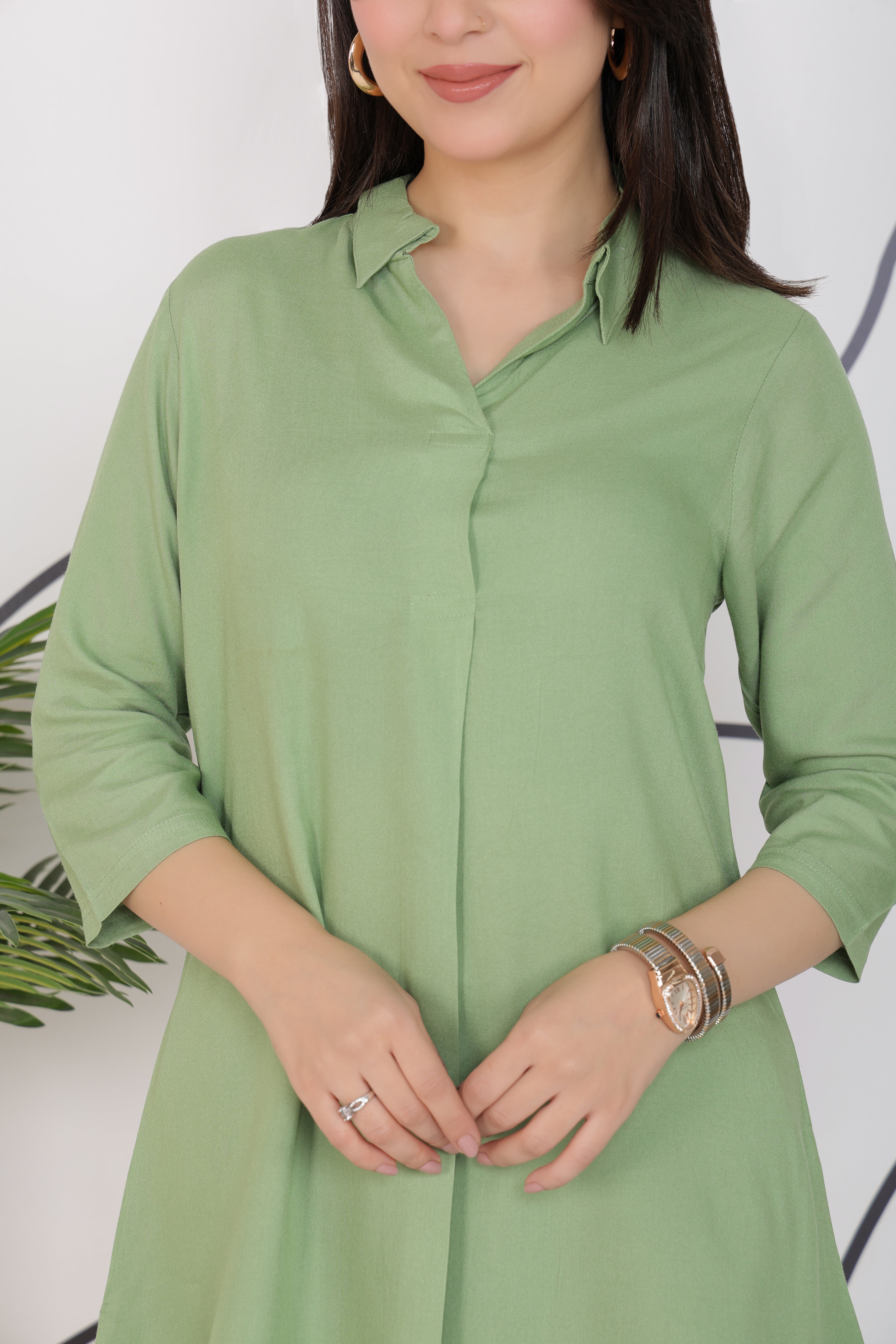 Pista Green rayon flare top [ Premium 100% Rayon, Liva Certified ]