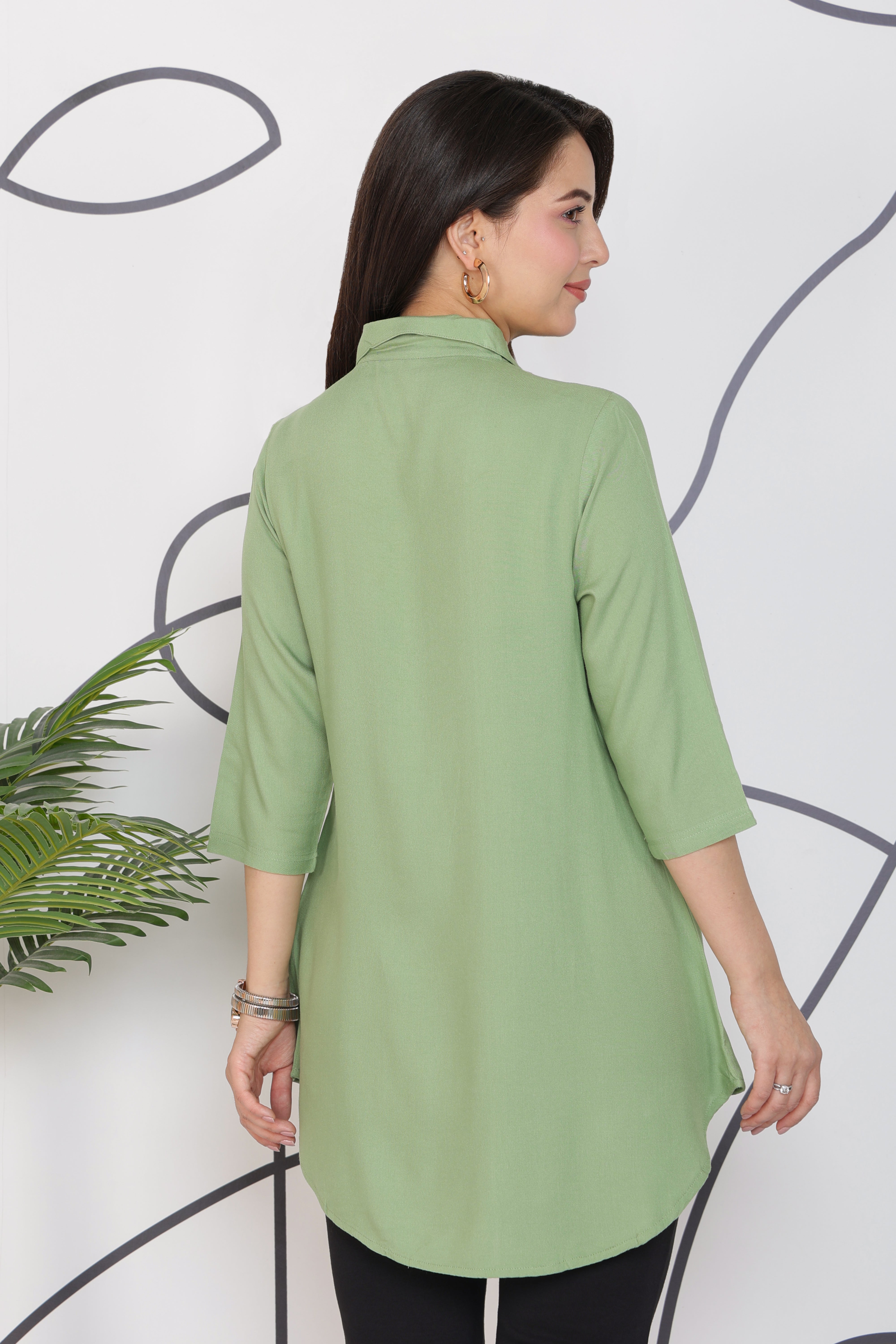 Pista Green rayon flare top [ Premium 100% Rayon, Liva Certified ]
