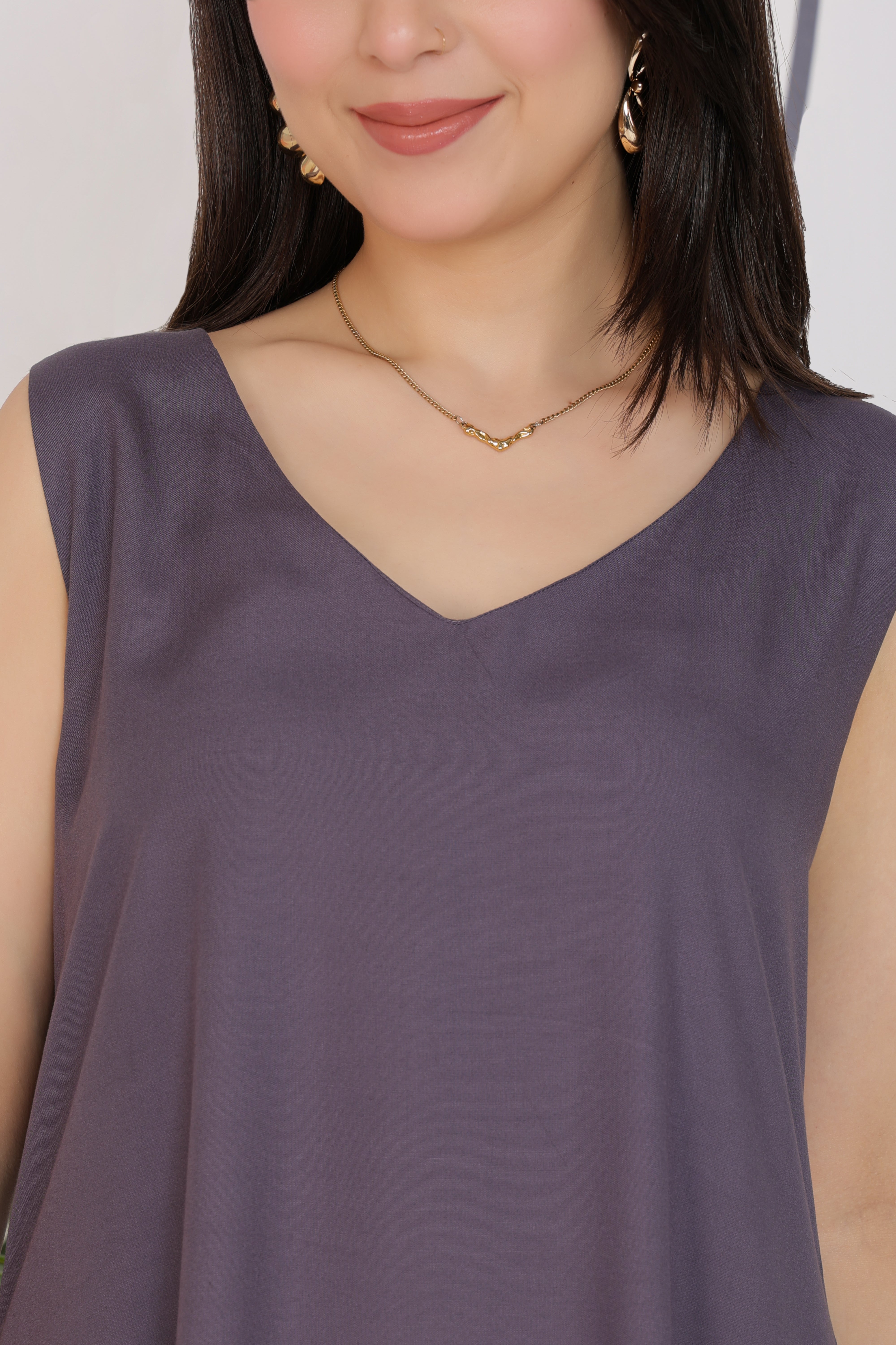 Dark grey rayon line dress with pocket [ Premium 100% Rayon, Liva Certified ]
