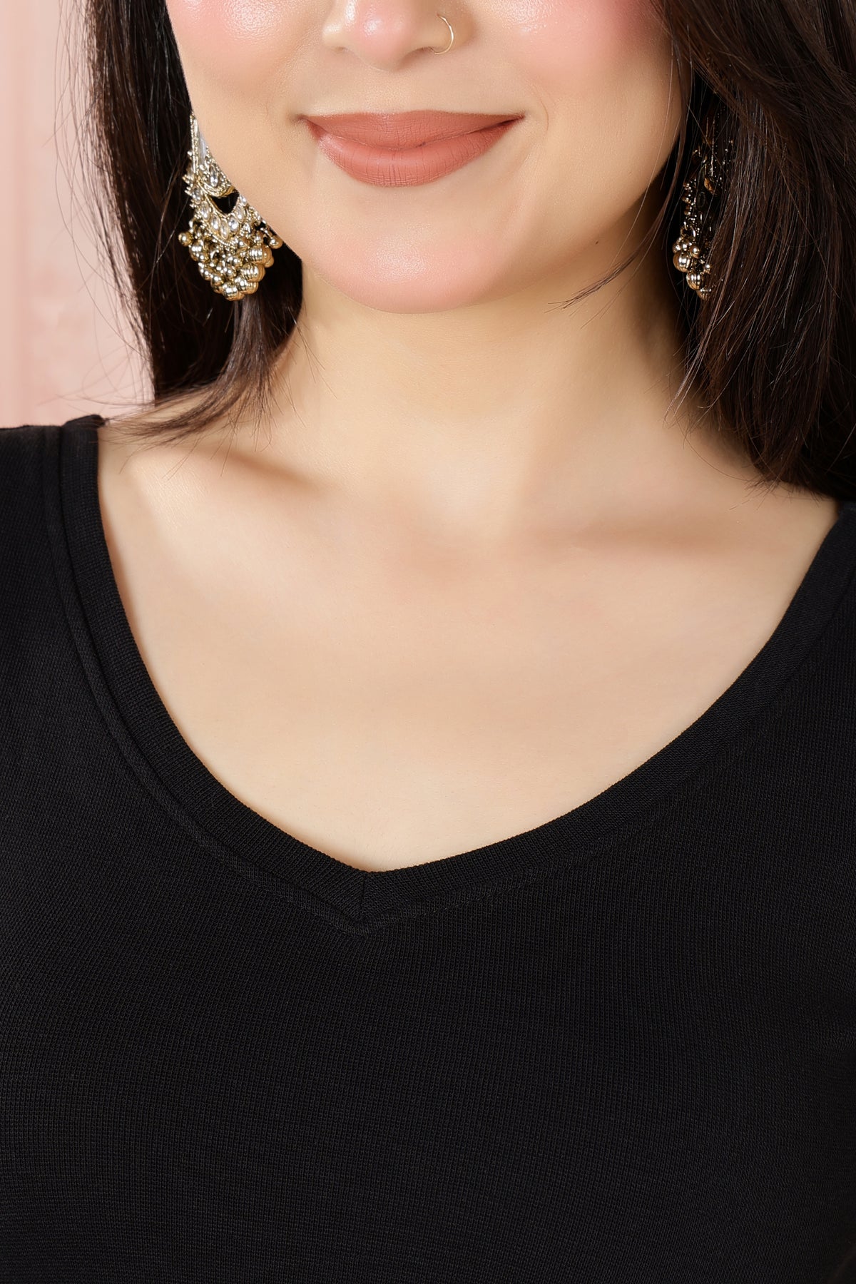 Black Rib Blouse [ 100% USA HQ Cotton, 280 GSM non transparent fabric ]