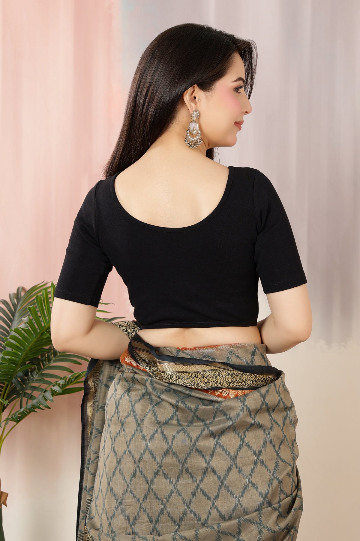 Black Rib Blouse [ 100% USA HQ Cotton, 280 GSM non transparent fabric ]