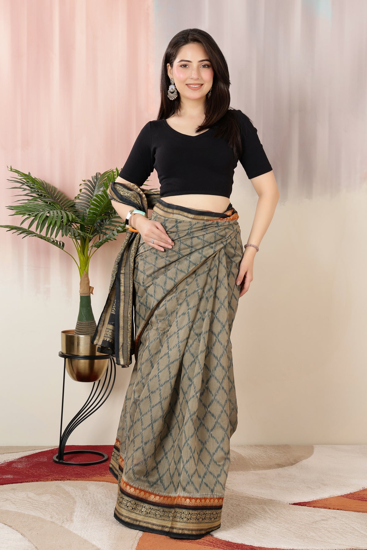 Black Rib Blouse [ 100% USA HQ Cotton, 280 GSM non transparent fabric ]