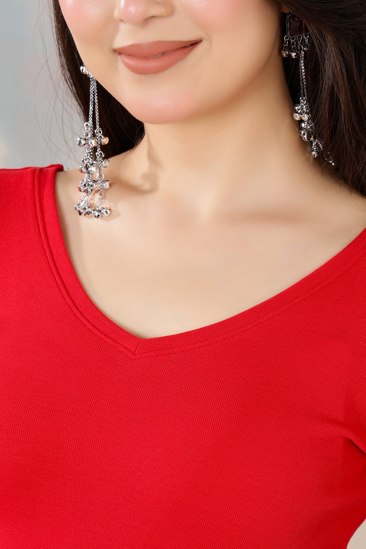Red Rib Blouse [ 100% USA HQ Cotton, 280 GSM non transparent fabric ]
