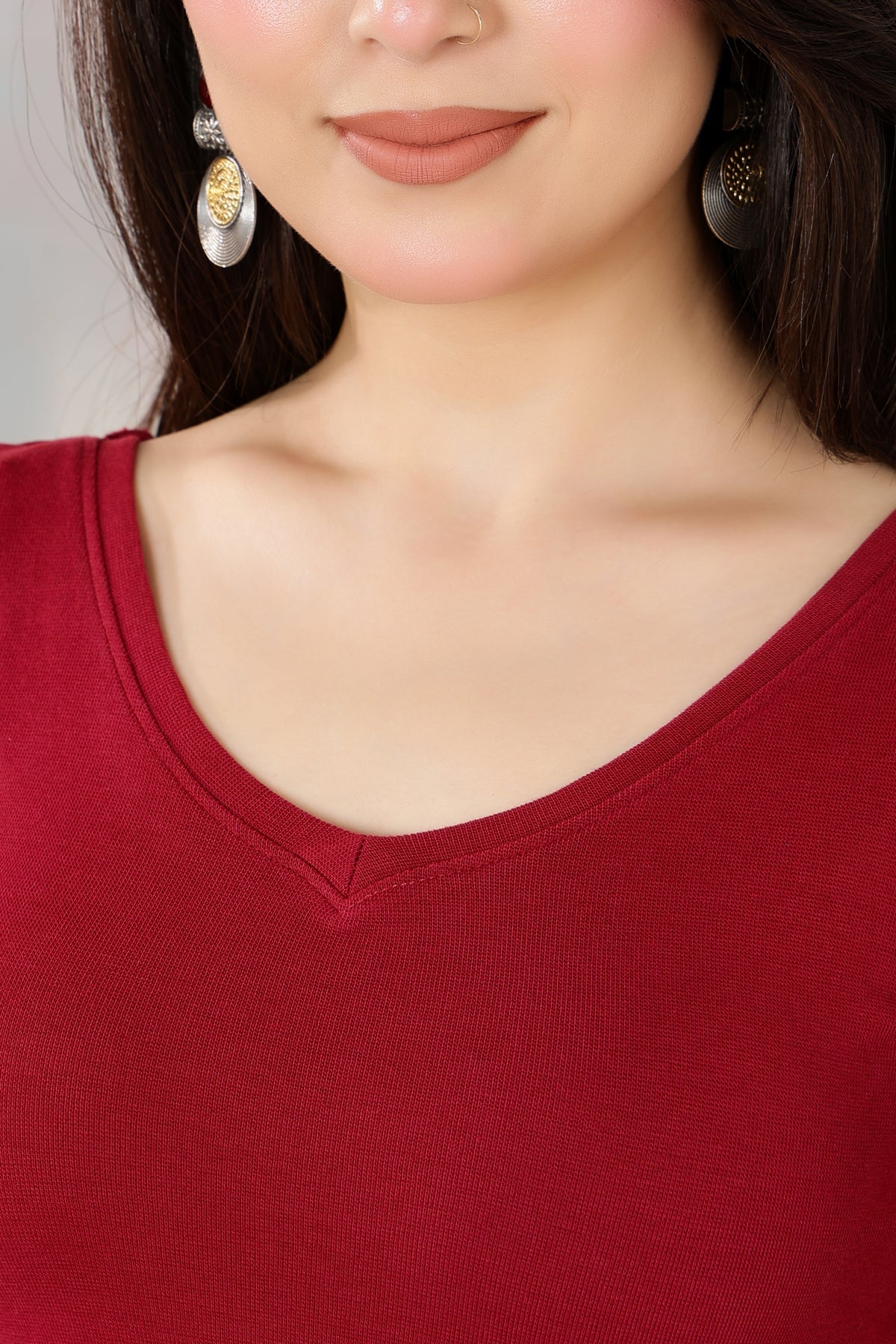 Dark Rose Rib Blouse [ 100% USA HQ Cotton, 280 GSM non transparent fabric ]