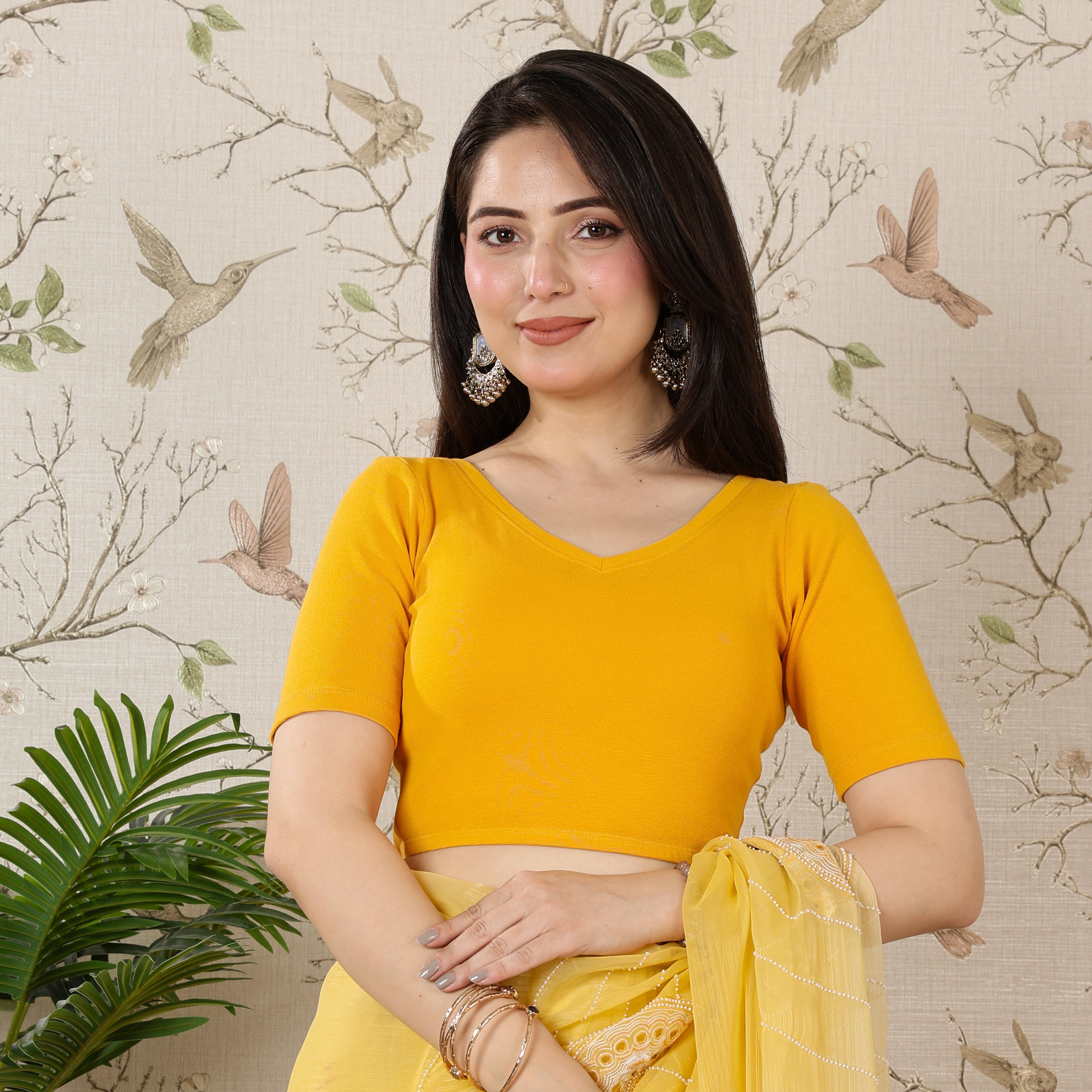 Mustard Rib Blouse [ 100% USA HQ Cotton, 280 GSM non transparent fabric ]