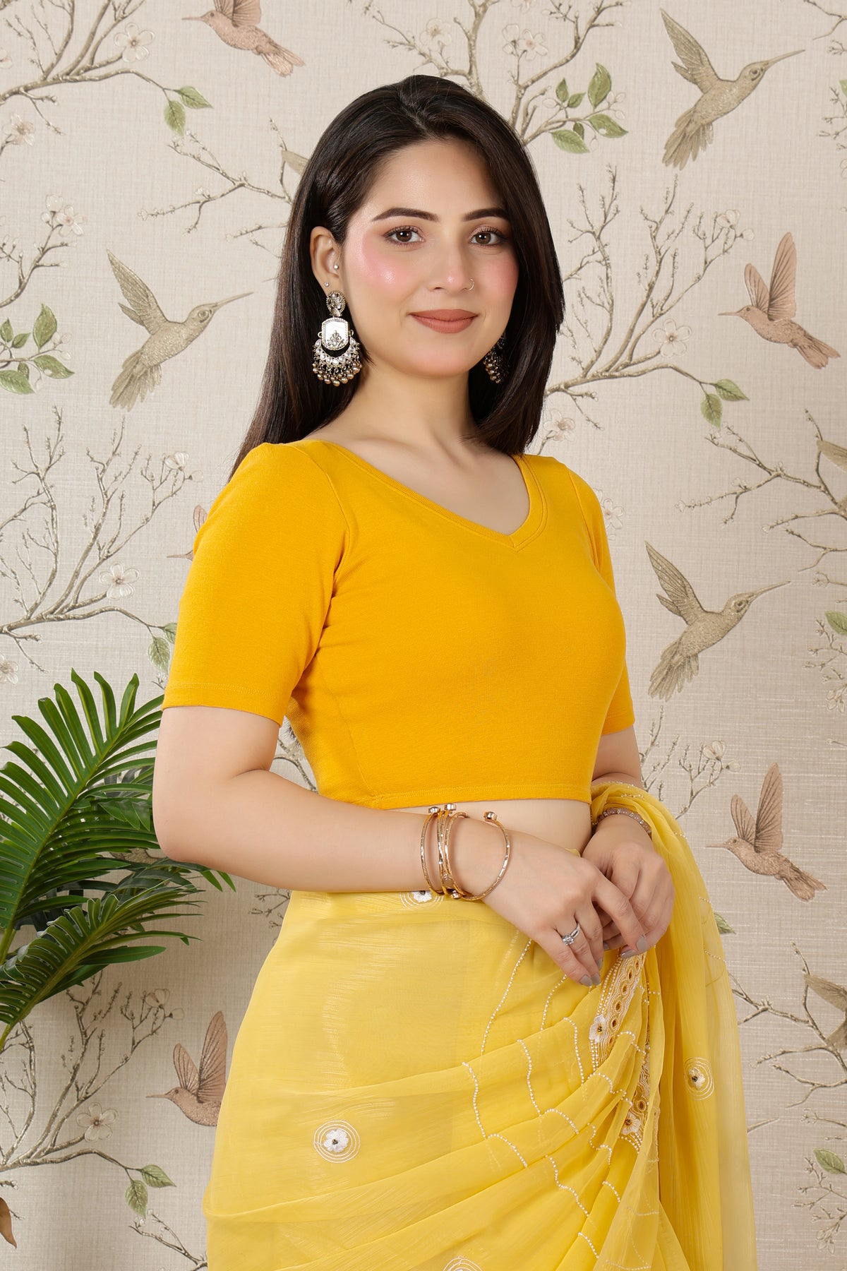 Mustard Rib Blouse [ 100% USA HQ Cotton, 280 GSM non transparent fabric ]