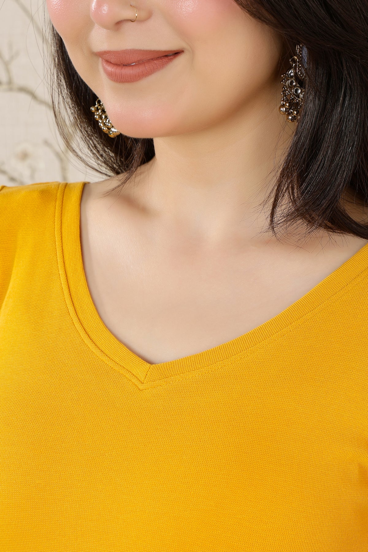Mustard Rib Blouse [ 100% USA HQ Cotton, 280 GSM non transparent fabric ]